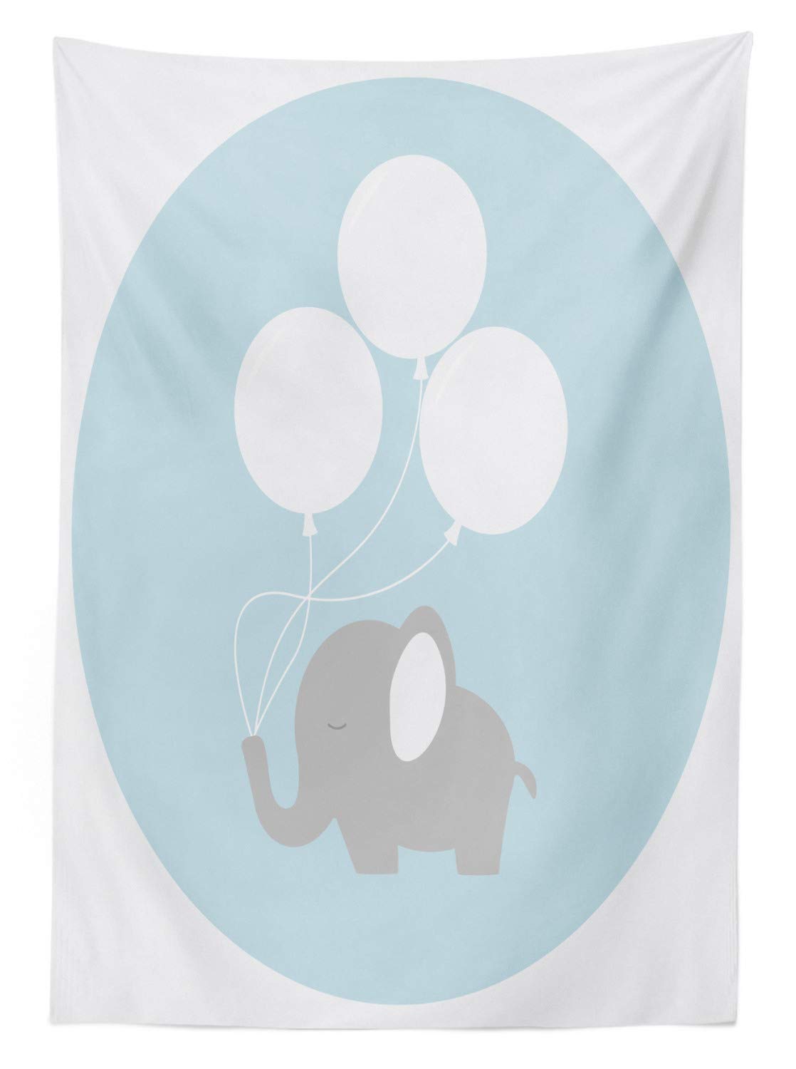 Ambesonne Animal Cartoon Waterproof Outdoor Tablecloth - Funny Little with Big Balloons Design - Washable Picnic Table Cover 58