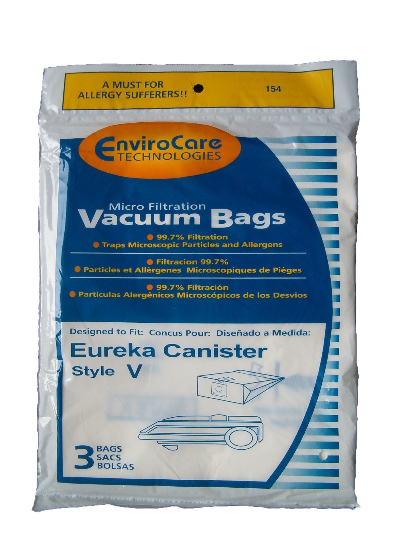 Eureka Allergy Style V Vacuum Bags - Compatible with Power Team Powerline Canister Vacuums (Models 6700, 6800, 6865, 8000, 8200, 8900, 52358, 52358-12, 576898-12, 54923-10) - Filteraire Replacement Bags for Home Cleaning System - Perfect for Allergy Sufferers & Deep Cleaning