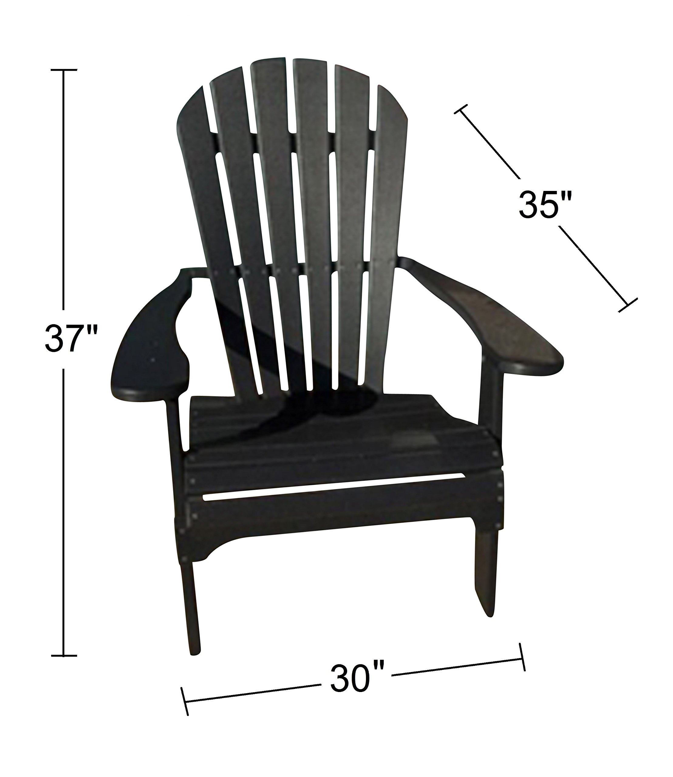 Phat Tommy Foldable Adirondack Chair - Heavy Duty HDPE Recycled Plastic Folding Outdoor Chair - All Weather Patio, Deck & Porch Furniture for Backyard, Garden & Poolside (Black)