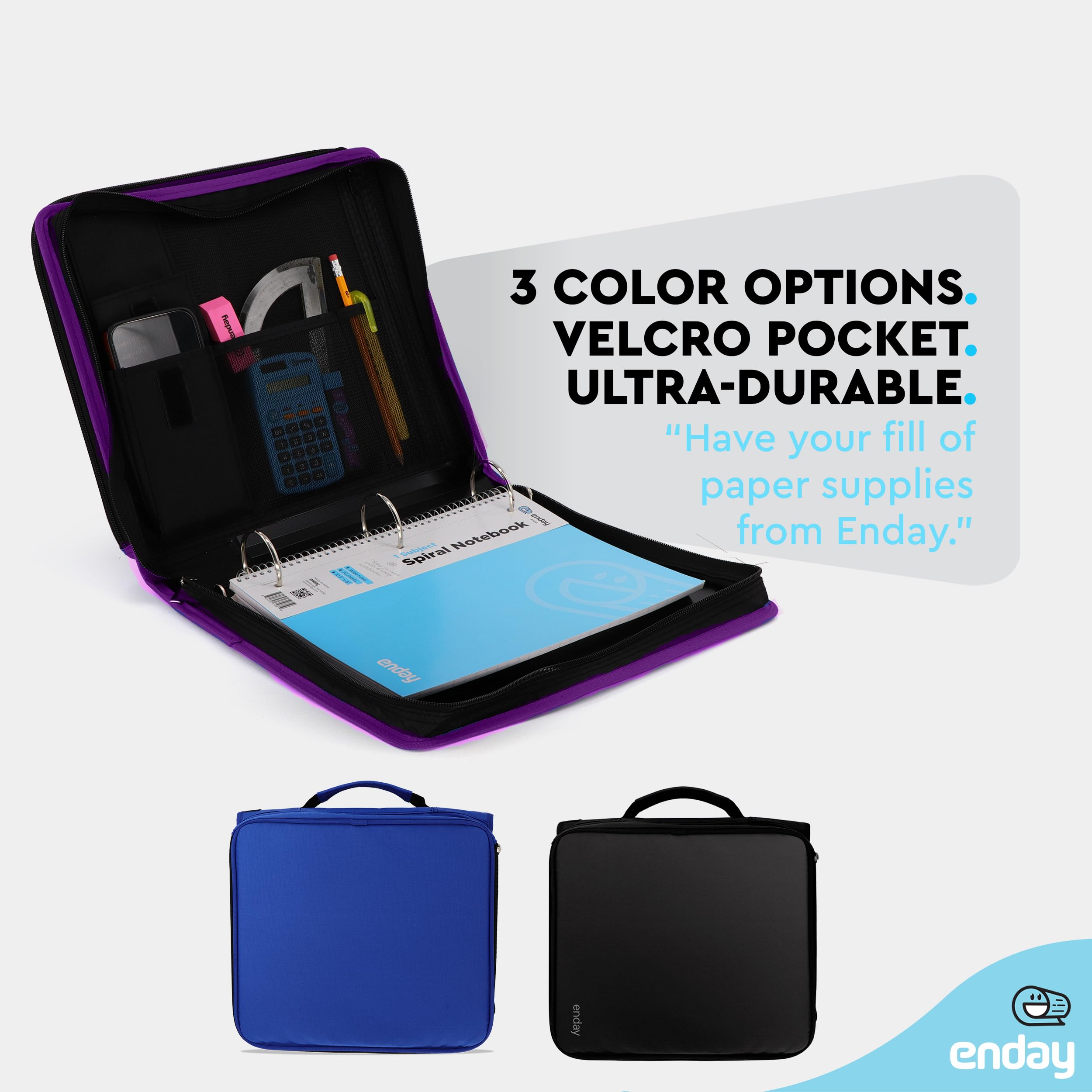 Enday 2 Inch Zipper Binder - 880 Sheet Capacity, 5 Pockets, Expanding File Folder with Durable Handle, School & Office Organizer in Purple - Perfect for Students, Teachers & Professionals to Organize Documents, Notes & Supplies