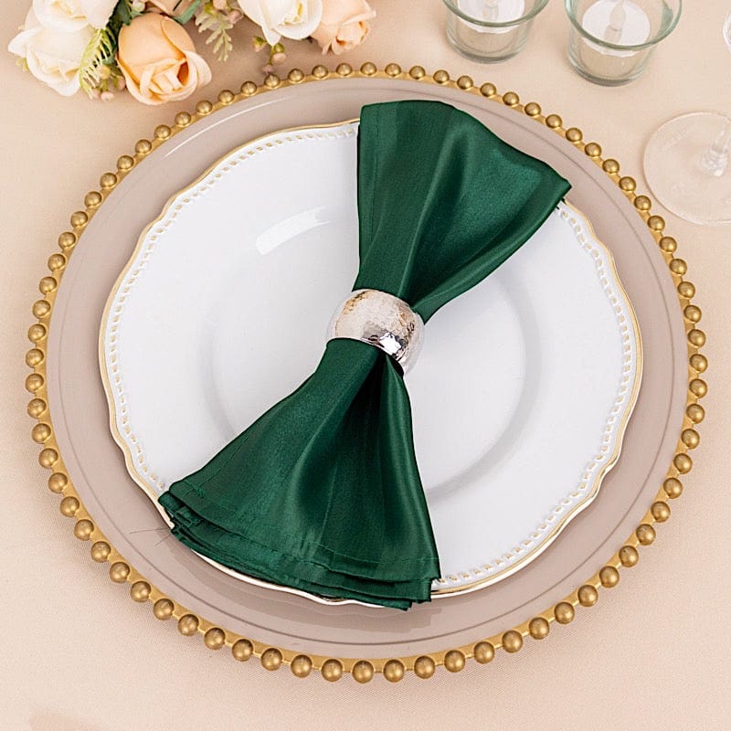 Premium 20x20 Inch Satin Table Napkins - Set of 5 Striped Elegant Dinner Napkins for Formal Dining, Wedding, and Holiday Parties