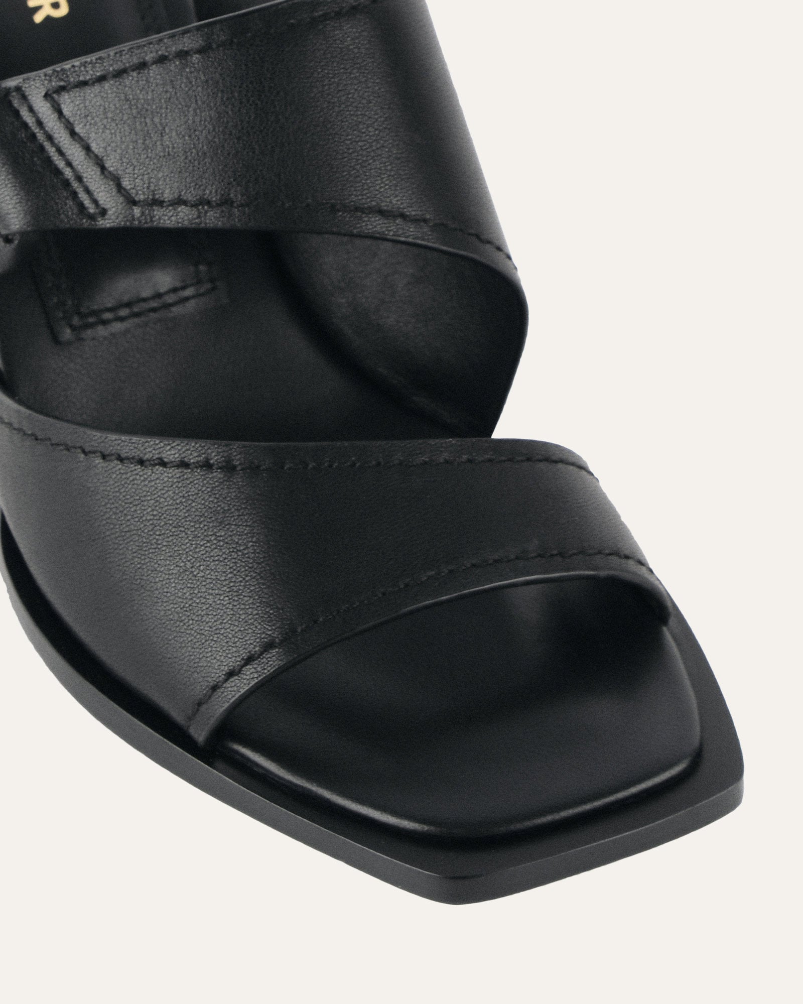 CAMMY Women's Black Leather Mid Heel Sandals - Comfortable Dressy Strappy Shoes for Summer, Weddings & Office Wear