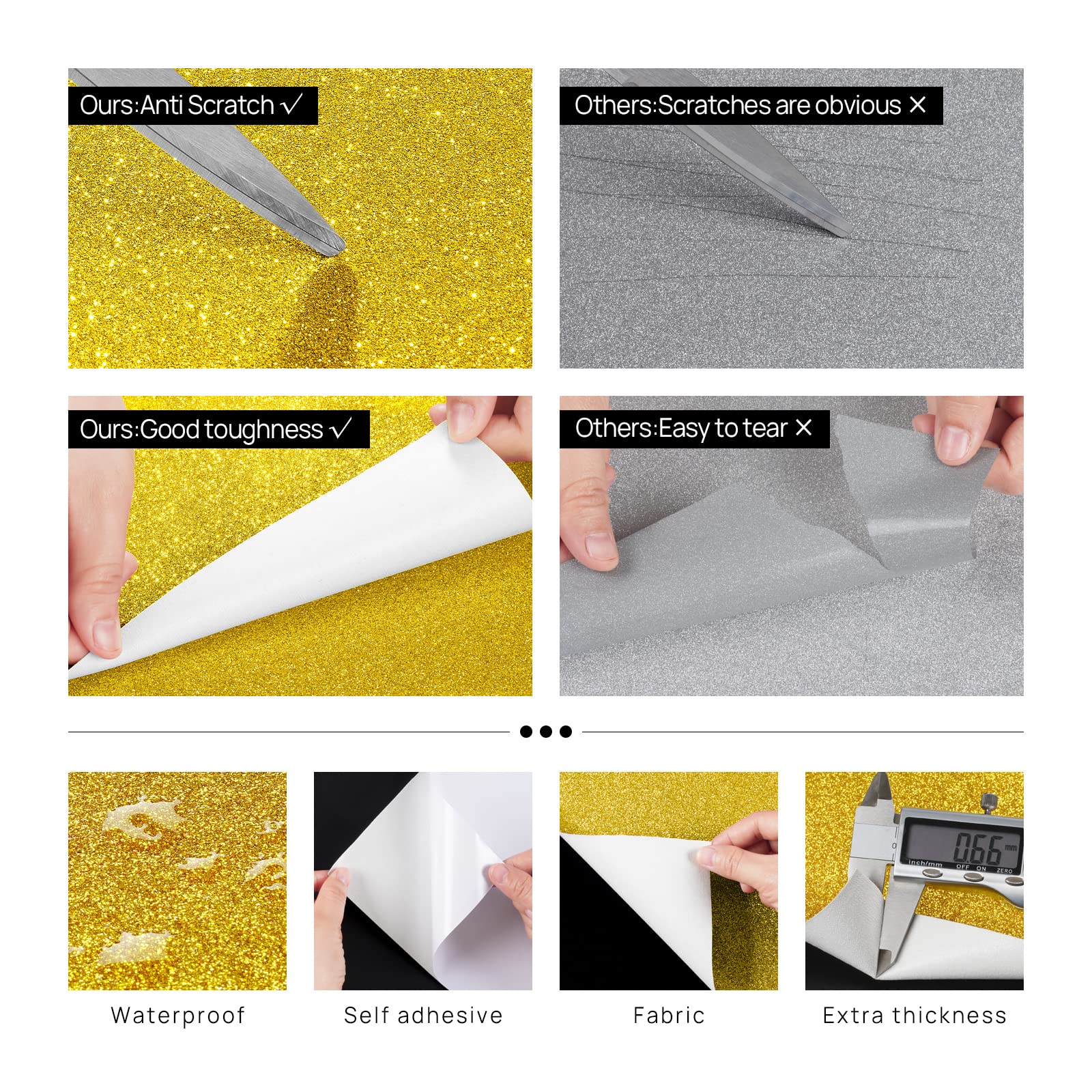 Premium Gold Glitter Cardstock Roll - 15.8