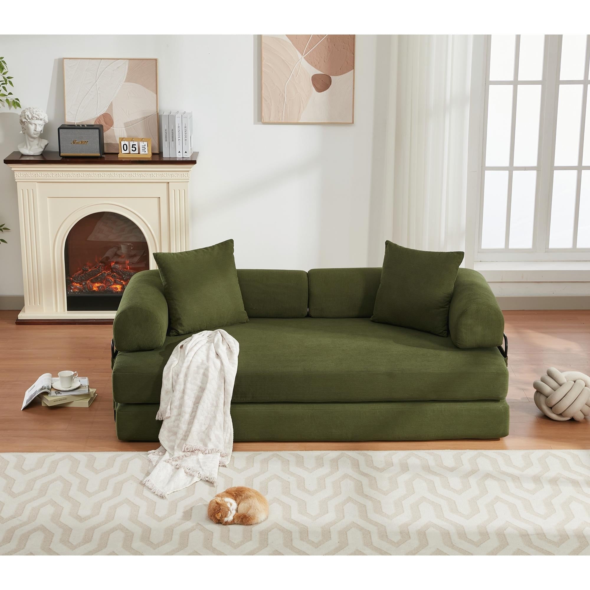 3-Seat Folding Sofa Bed - King Size Convertible Sleeper with High-Density Foam & Non-Slip Pad - Perfect for Small Spaces, Guest Rooms & Apartments