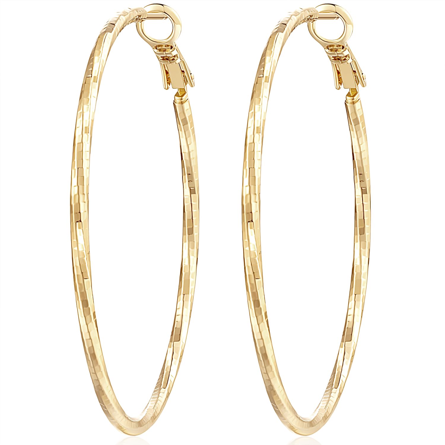 AMELINE 50mm Large Gold Hoop Earrings for Women - Lightweight Twisted Hoop Earrings, Fashion Jewelry for Everyday Wear & Special Occasions