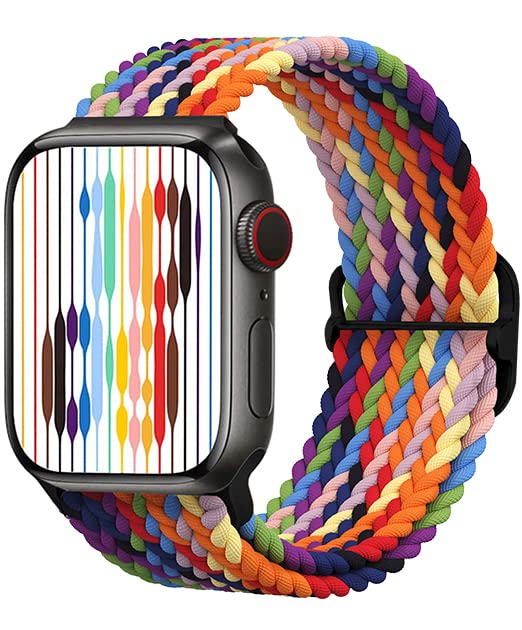Doozx Braided Elastic Solo Loop Watch Band Compatible with Apple Watch Ultra/Series 7/6/SE/5/4/3/2/1 - Adjustable Stretchy Wristband for 38mm 40mm 41mm 42mm 44mm 45mm iWatch - Unisex Design for Men & Women (1 Pack) - Perfect for Workouts, Daily Wear & Fashion Accessories