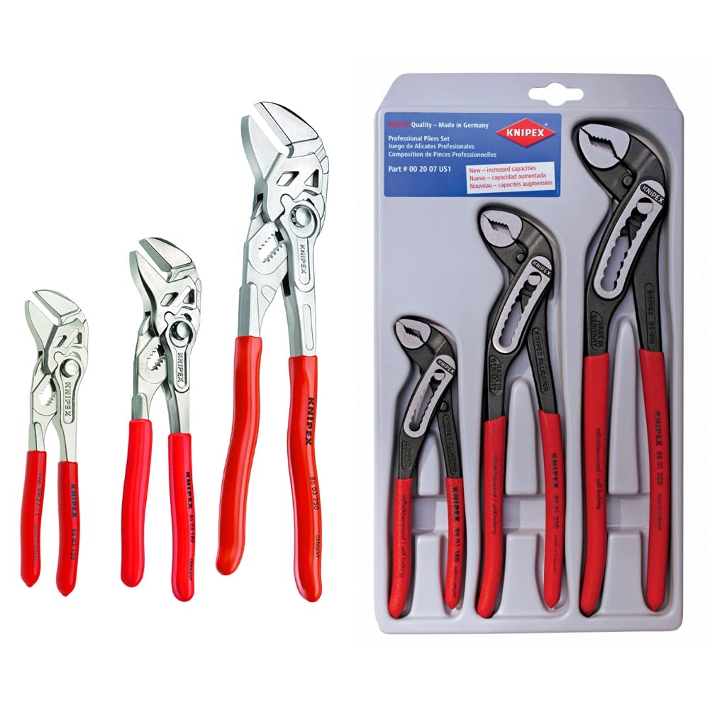 KNIPEX 3-Piece Pliers Wrench & Alligator Pliers Set - Professional Plumbing & DIY Tool Kit for Home Repairs and Construction Projects