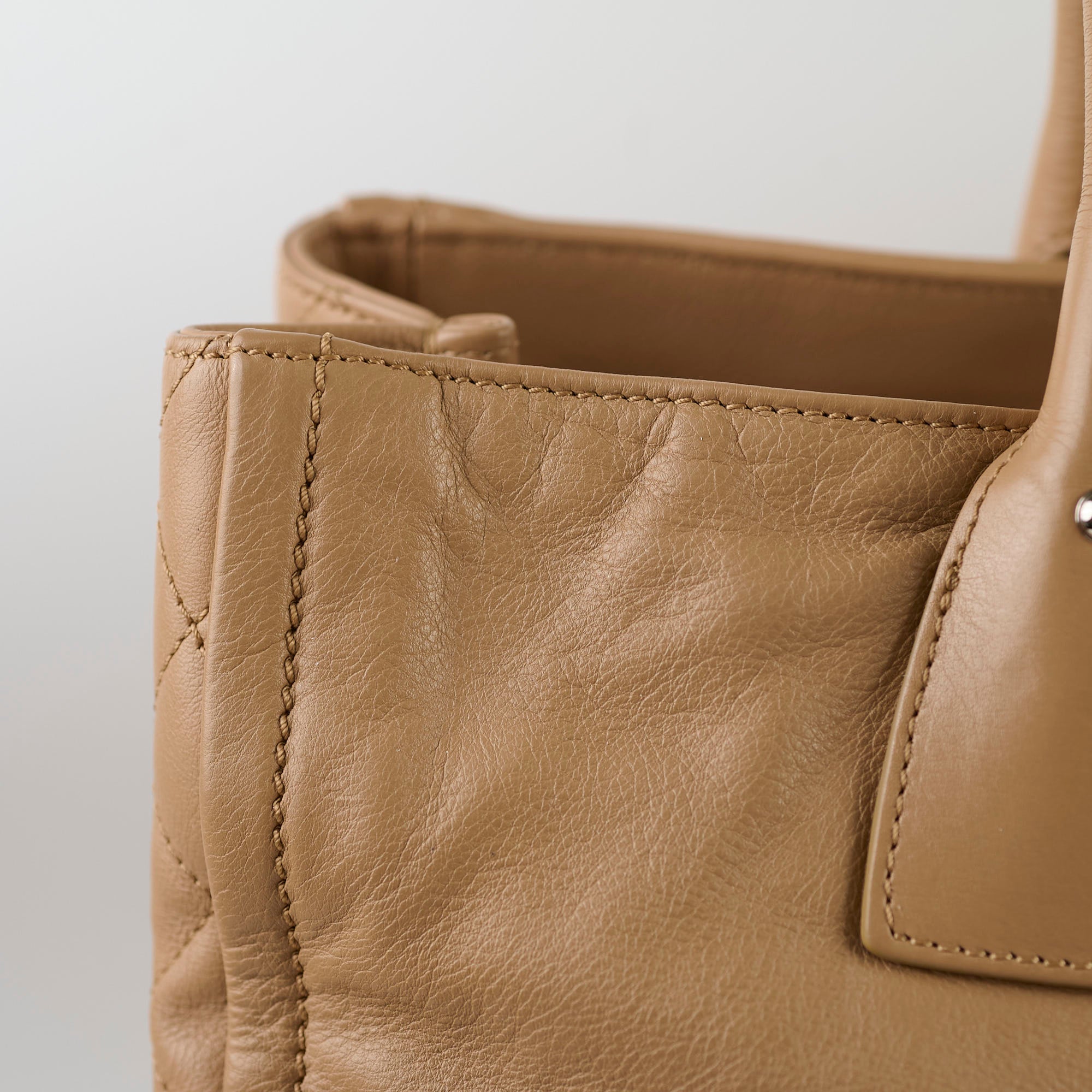 Chanel Beige CC Logo Leather Tote Bag for Women - Luxury Designer Handbag for Work, Travel & Everyday Use