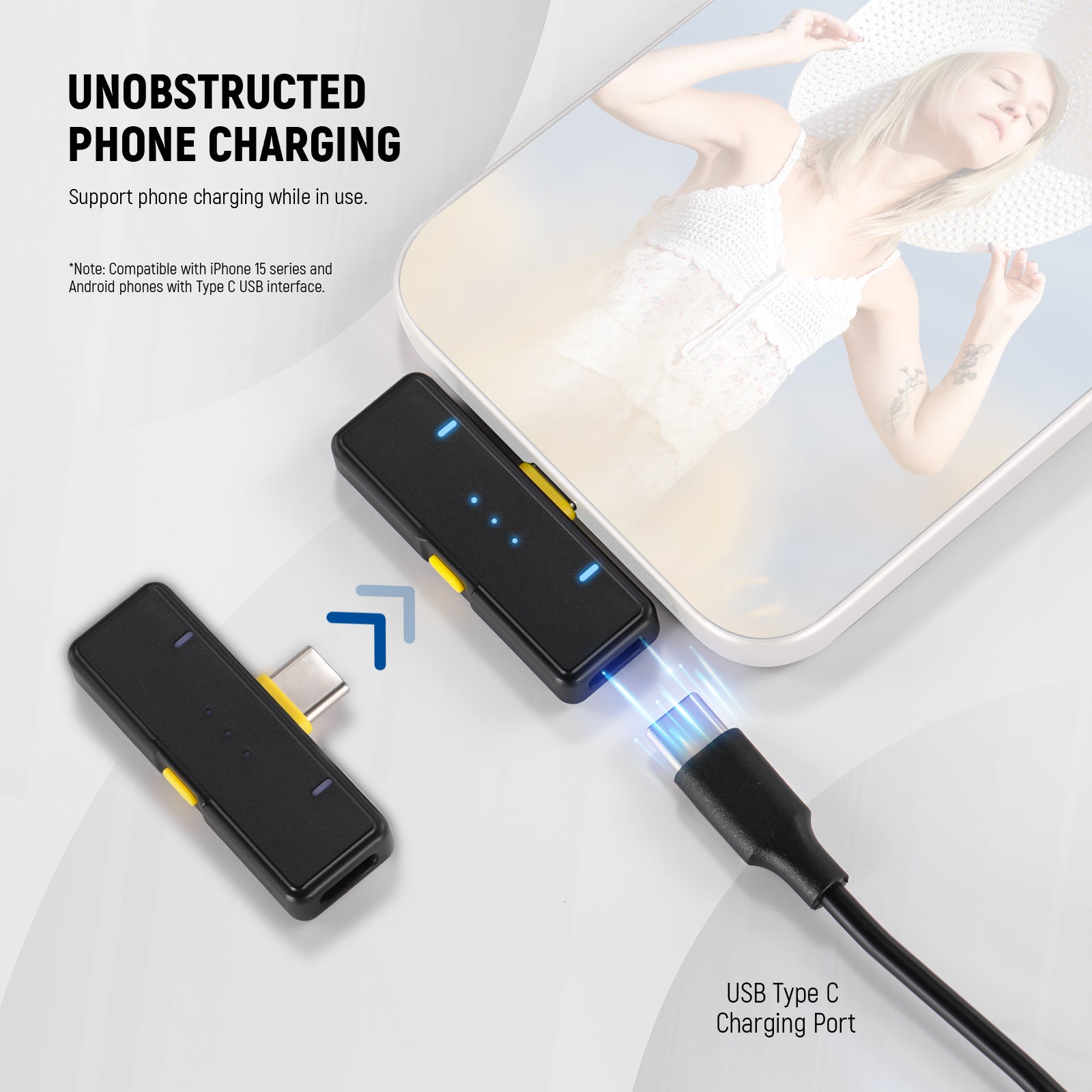 NEEWER KM15 Wireless Lavalier Microphone Kit for Type C Smartphones - Perfect for Vlogging, YouTube, Live Streaming & Interviews