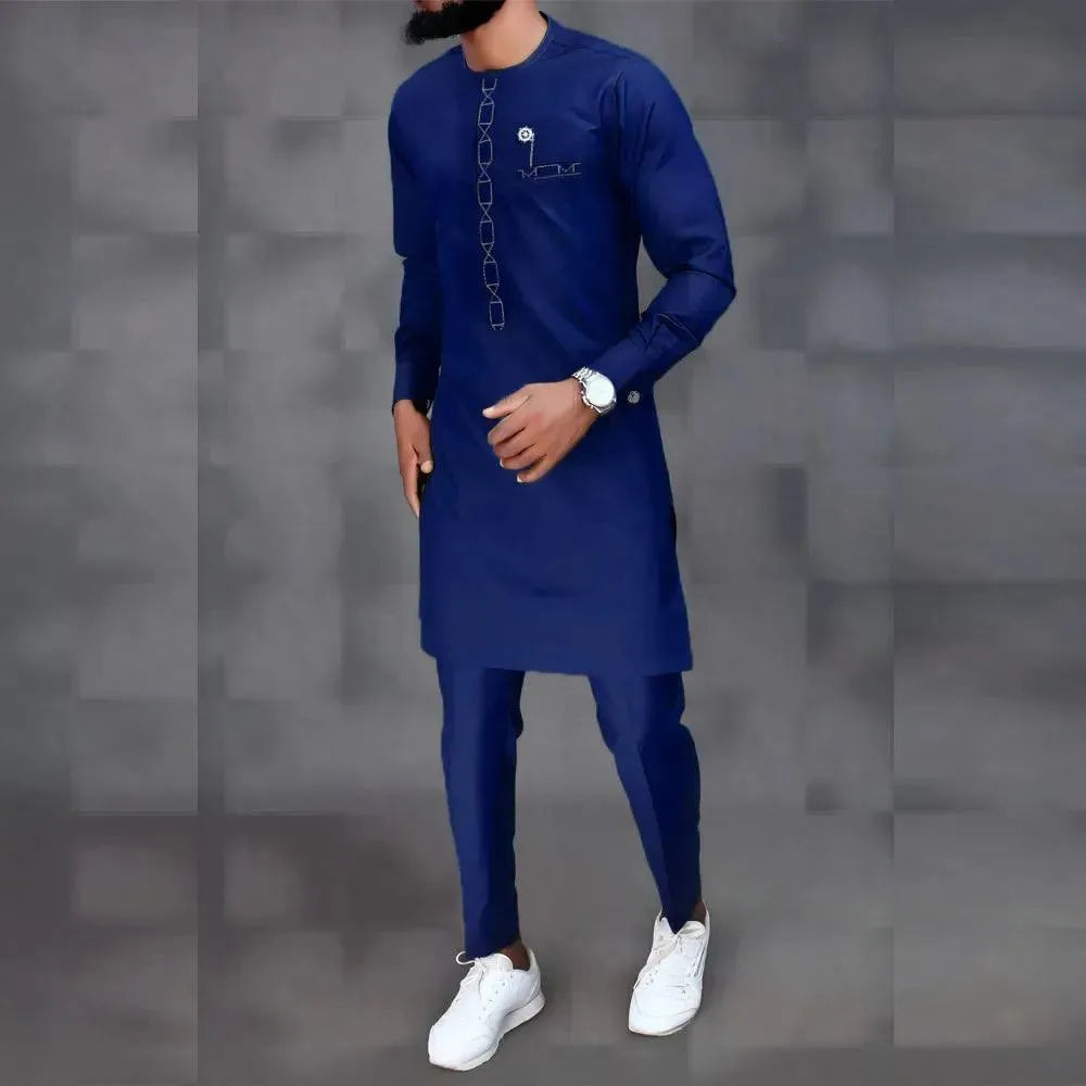 Stylish Men's Casual Blue Outfit Set - Trendy & Comfortable for Everyday Wear, Work, and Weekend Outings