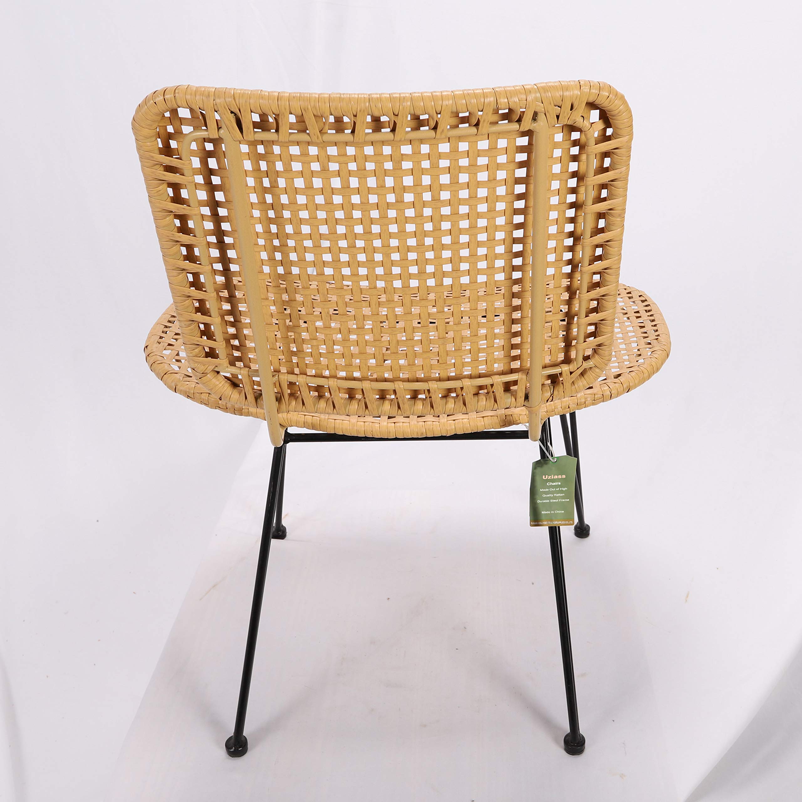 Uziass Indoor Woven Faux Rattan Chairs - Modern Boho Style Accent Seating for Living Room, Patio, or Bedroom Decor