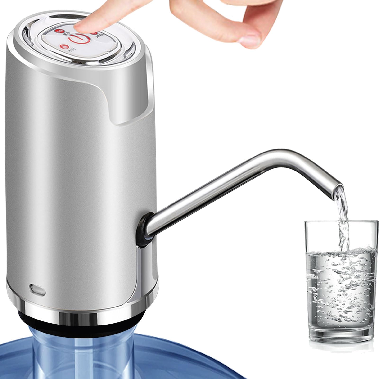 Electric Water Pump for 5 Gallon Bottle - USB Charging Universal Water Dispenser Pump (Silver) | Perfect for Home, Office, Camping & Emergency Hydration