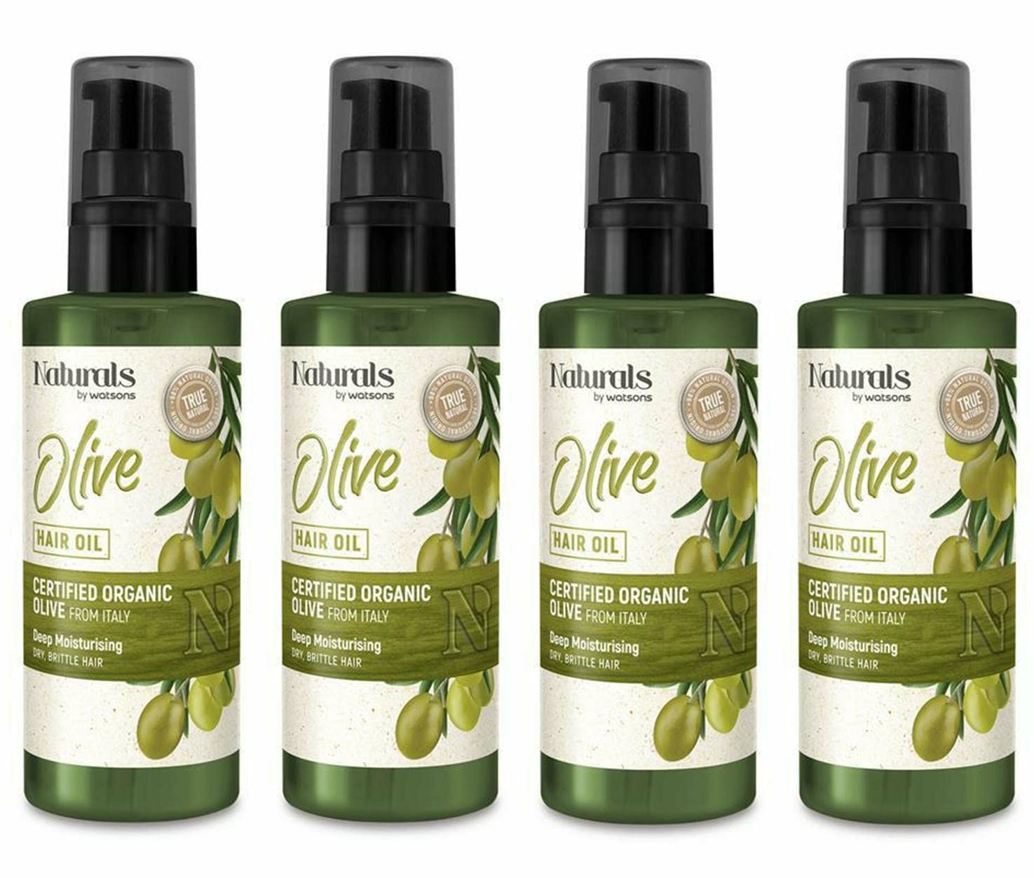 Pure Organic Olive Hair Oil for Dry & Damaged Hair - 3.38 Fl Oz (Pack of 4) - Deep Conditioning Treatment for Hair Growth & Shine - Perfect for Daily Hair Care & Scalp Massage