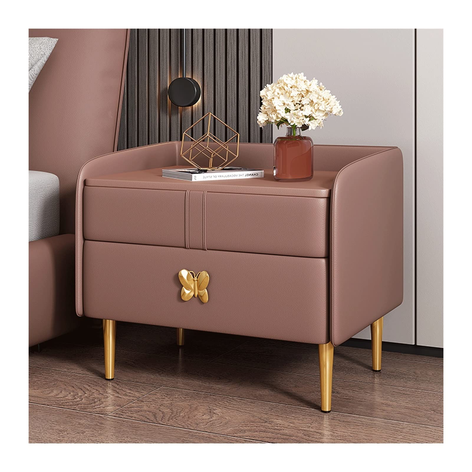 Farmhouse Nightstand with Drawer - Wooden Bedside Table for Bedroom, Country Style Nightstand with Shelf & Organizer Tray - Perfect for Bedroom, Office, Dorm (Tissue Holder Included) - Ideal for Small Spaces & Home Decor (Color: D)