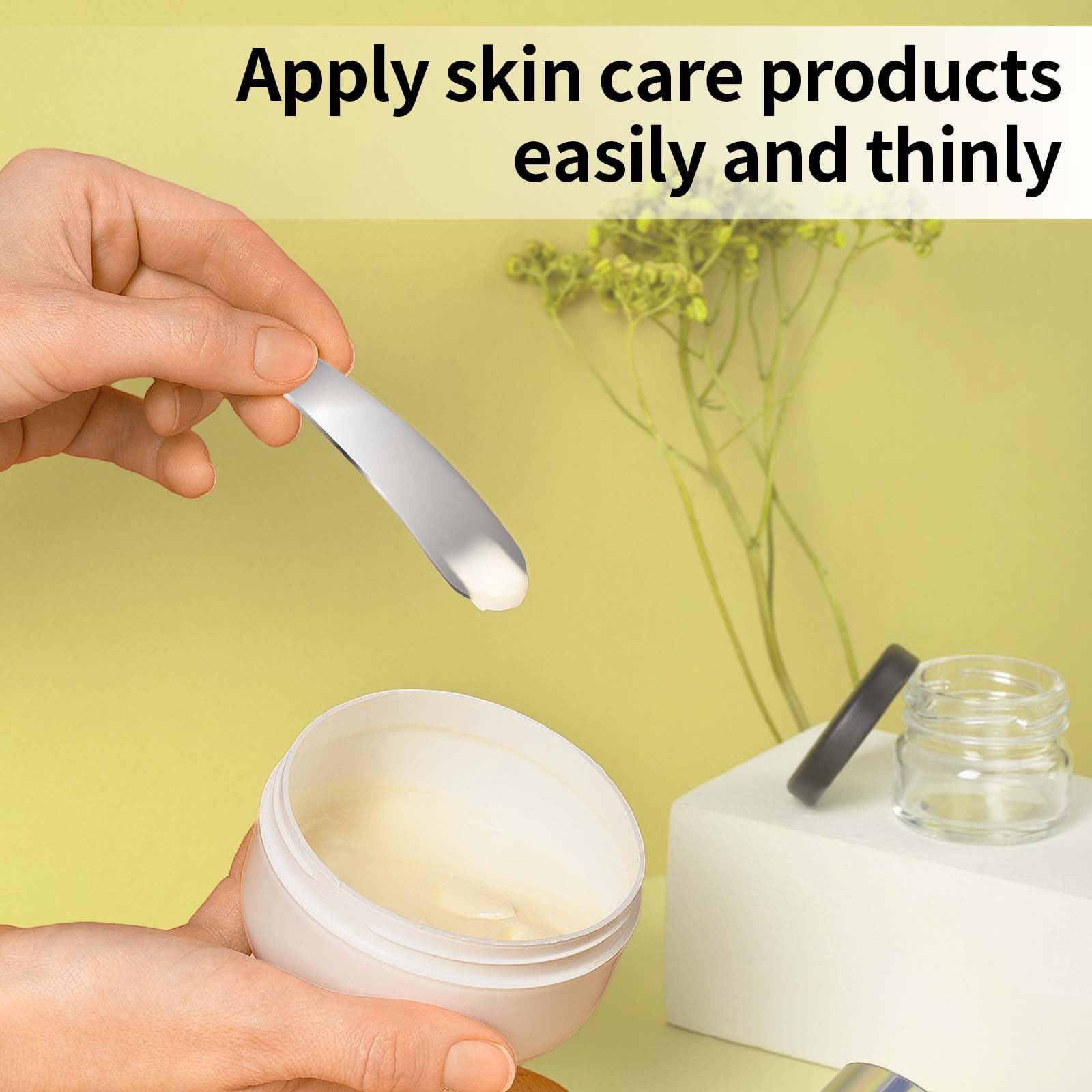 2 Pack Mini Metal Cosmetic Spatulas - Silver Makeup Skincare Cream Spoon, Practical Cosmetic Dig Scoop for Sampling & Mixing | Perfect for Jars, Tubs & Travel Beauty Kits | Essential Makeup Tools for Professional Artists & Home Use