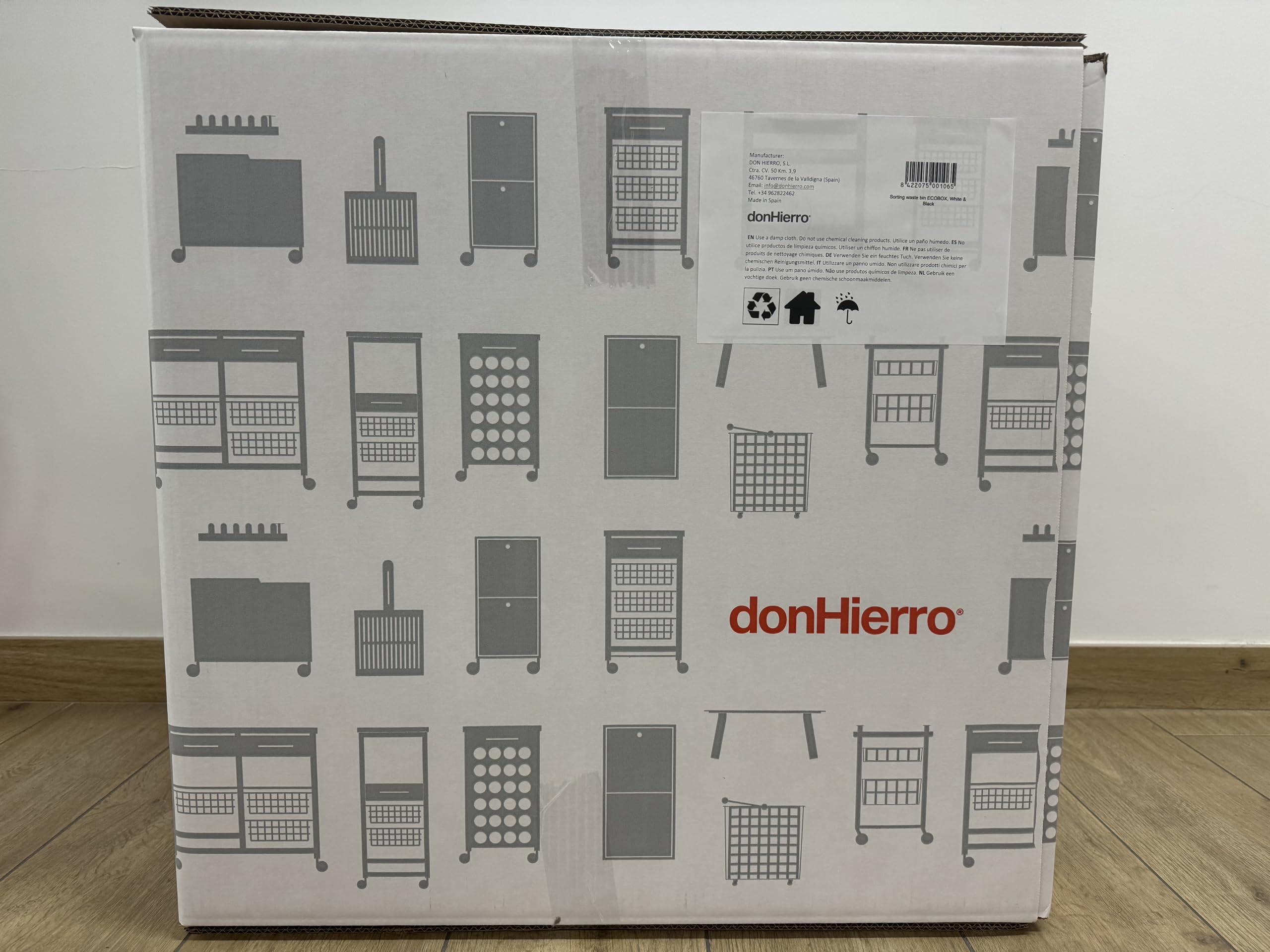 Eco-Friendly Trash Can & Recycling Bin with Soft Closing System - DON HIERRO ECOBOX Black | Perfect for Kitchen, Office & Home Waste Management
