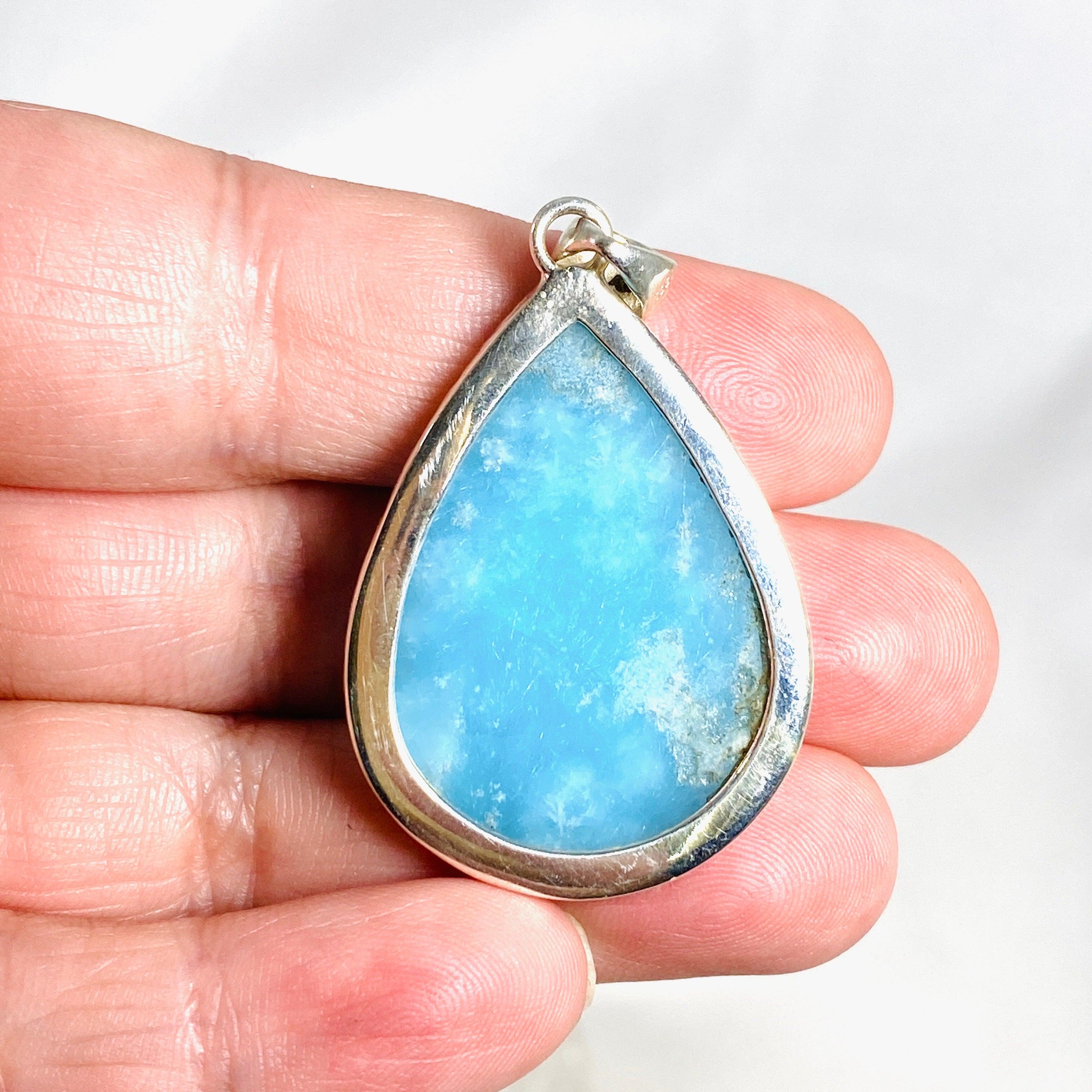 Hemimorphite Teardrop Pendant Necklace - Natural Blue Crystal Jewelry for Women - KPGJ4191 - Perfect for Boho Style, Meditation & Spiritual Healing