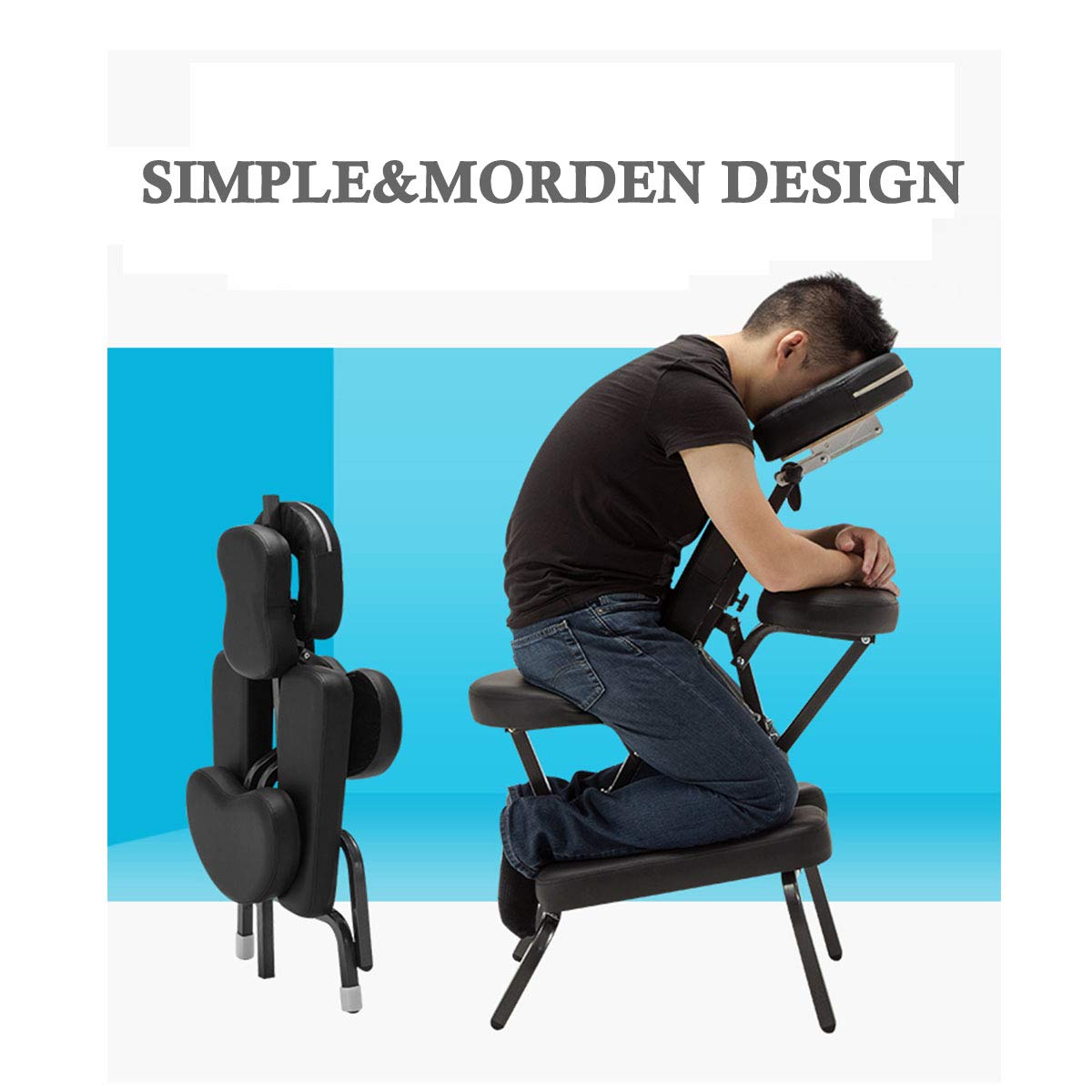 Portable Folding Tattoo Chair - Adjustable Black Massage & Therapy Chair for Tattoo Artists, Acupuncture, Physiotherapy & Cosmetic Procedures - Compact & Easy to Store for Home or Salon Use