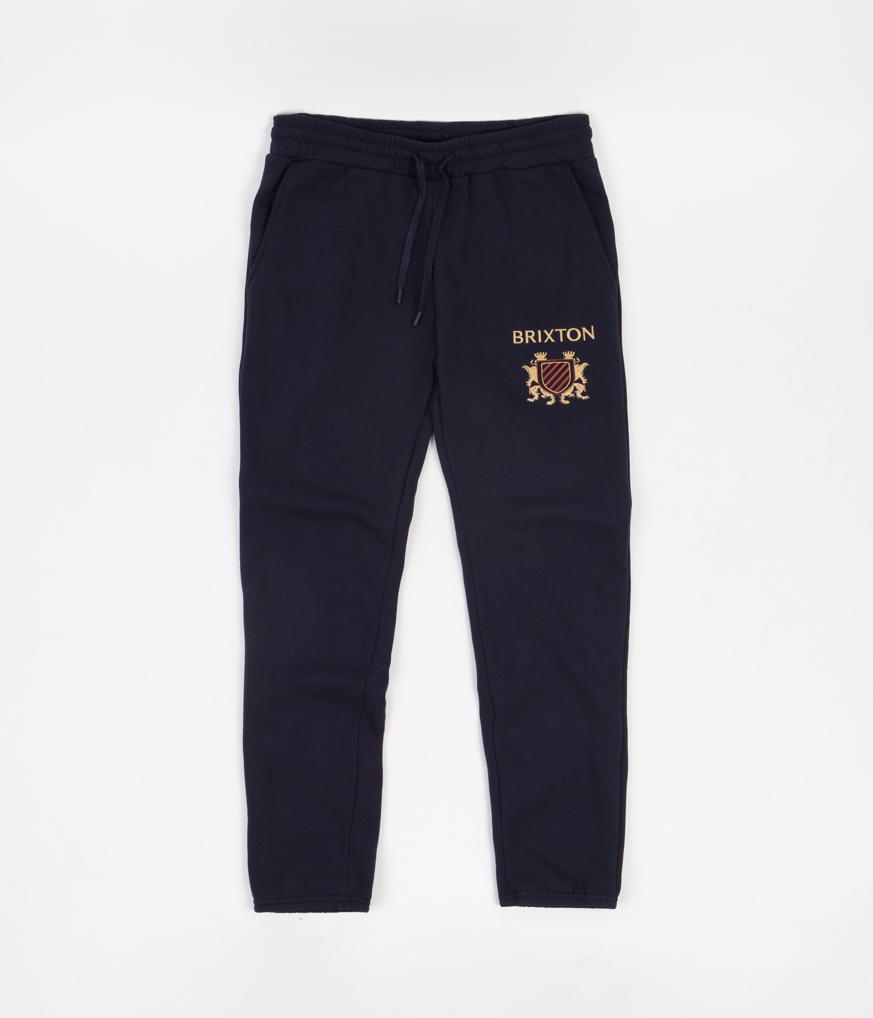Brixton Lion Crest Jogger Pants for Men - Comfortable Navy Blue Joggers with Stylish Lion Logo - Perfect for Casual Wear, Gym, and Lounge