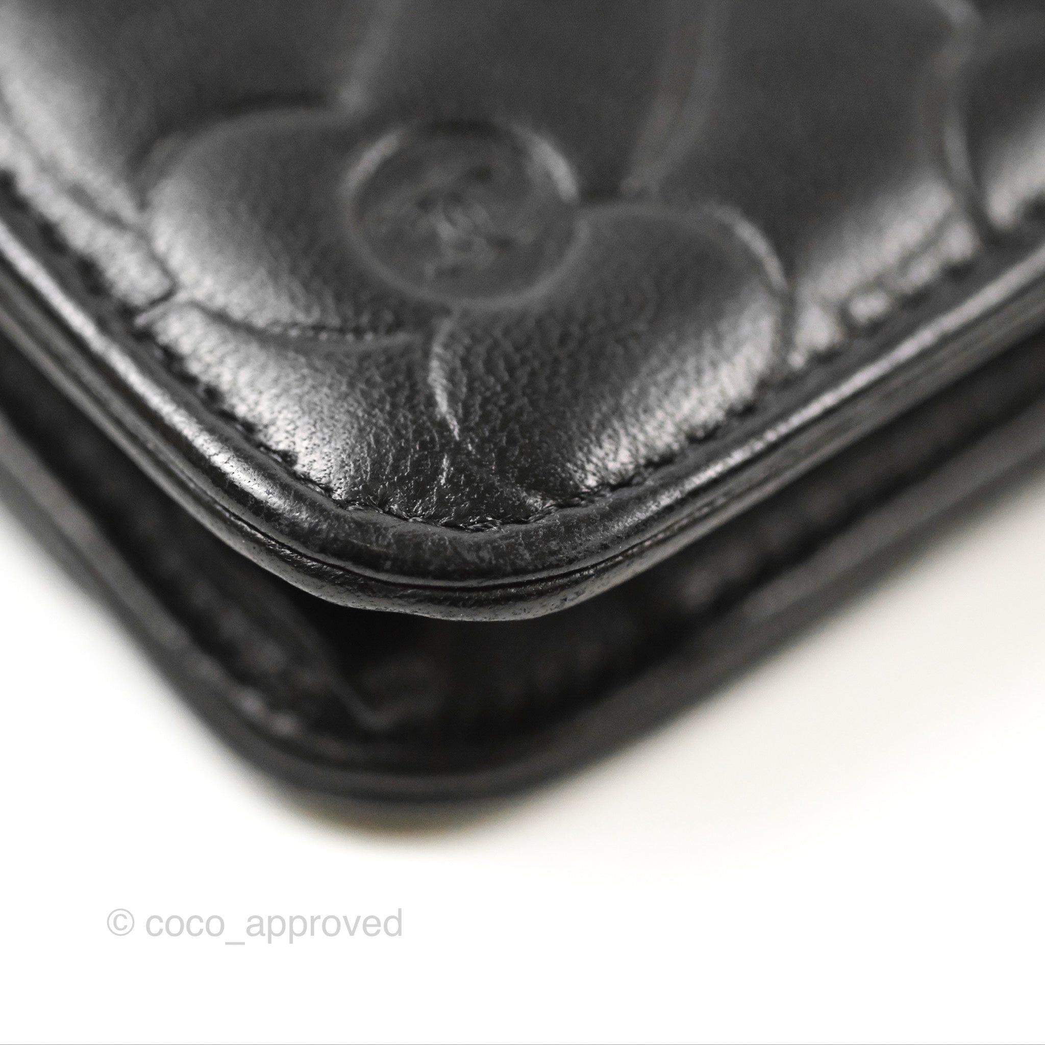 Chanel Camellia Embossed Wallet on Chain WOC Black Lambskin Leather with Silver Hardware - Perfect for Evening Events & Luxury Fashion Accessories