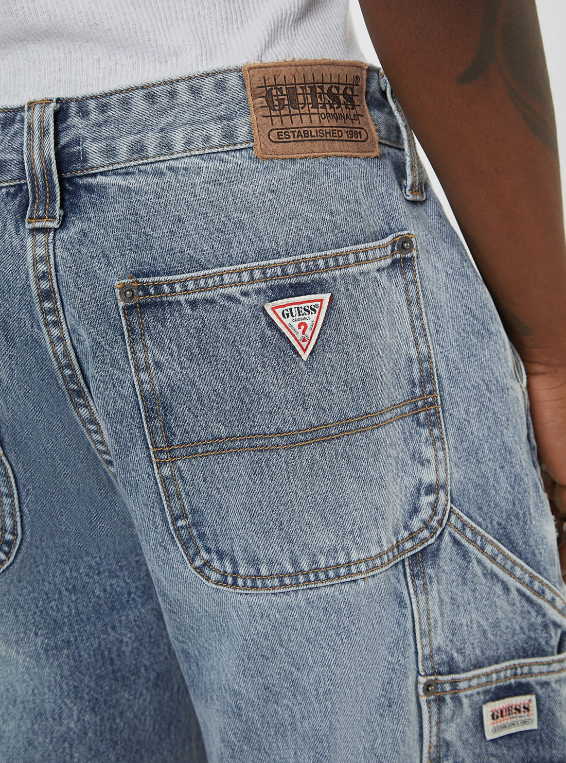 Guess Originals Blue Carpenter Shorts for Men - Comfortable Denim Shorts for Casual Wear, Summer Outfits & Beach Vacations