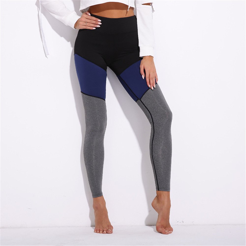 Women's High Waist Yoga Pants - Push Up Tummy Control Gym Leggings for Fitness & Workout (Black/Blue) | Professional Compression Activewear for Running, Pilates & Lounge