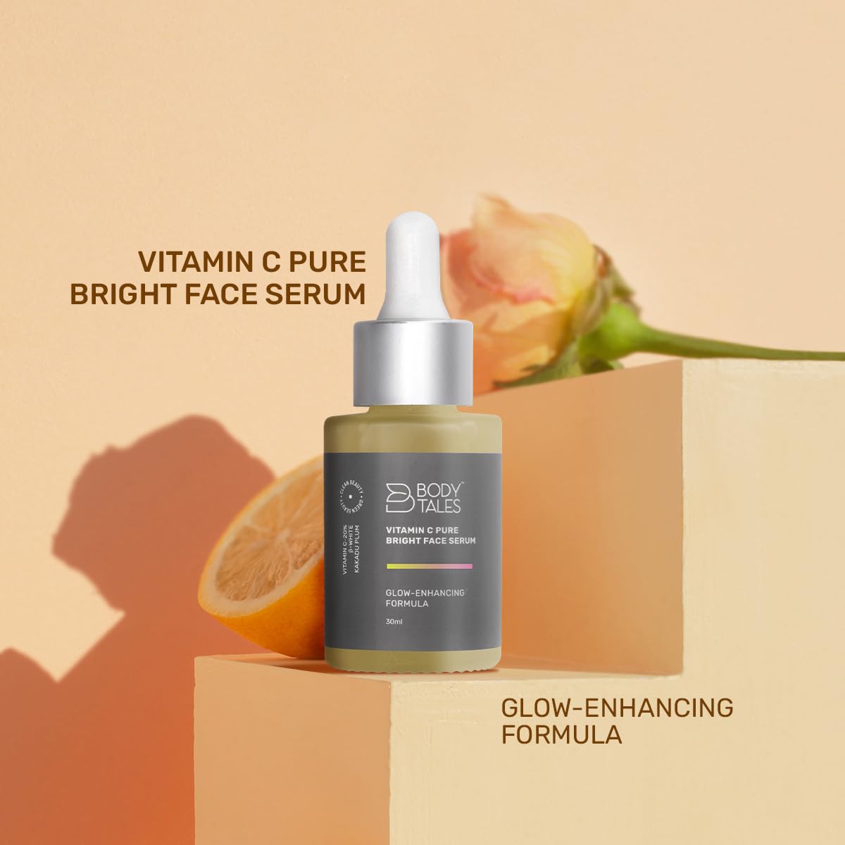 BODYTALES Vitamin C Pure Bright Face Serum with Glutathione - Skin Brightening, Dark Spot Corrector & Sun Damage Protection - Paraben-Free, Clean Beauty Formula (30ml) for Radiant, Even-Toned Skin | Perfect for Daily Skincare Routine & Anti-Aging Regimen