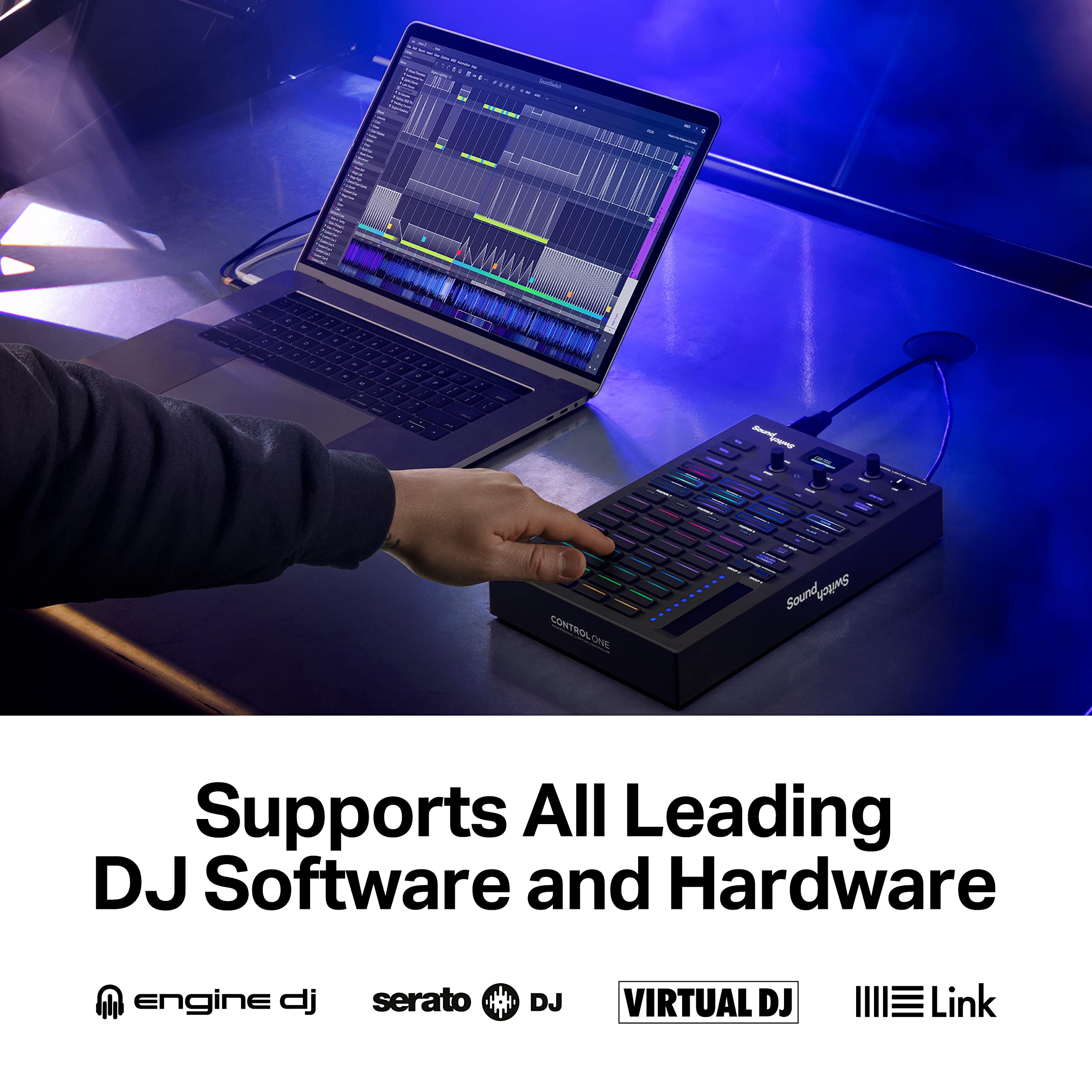 SoundSwitch Control One – Professional DMX DJ Lighting Controller with 3-Month Software License | DMX & Philips Hue Compatible | Perfect for Clubs, Stages & Home DJ Setups