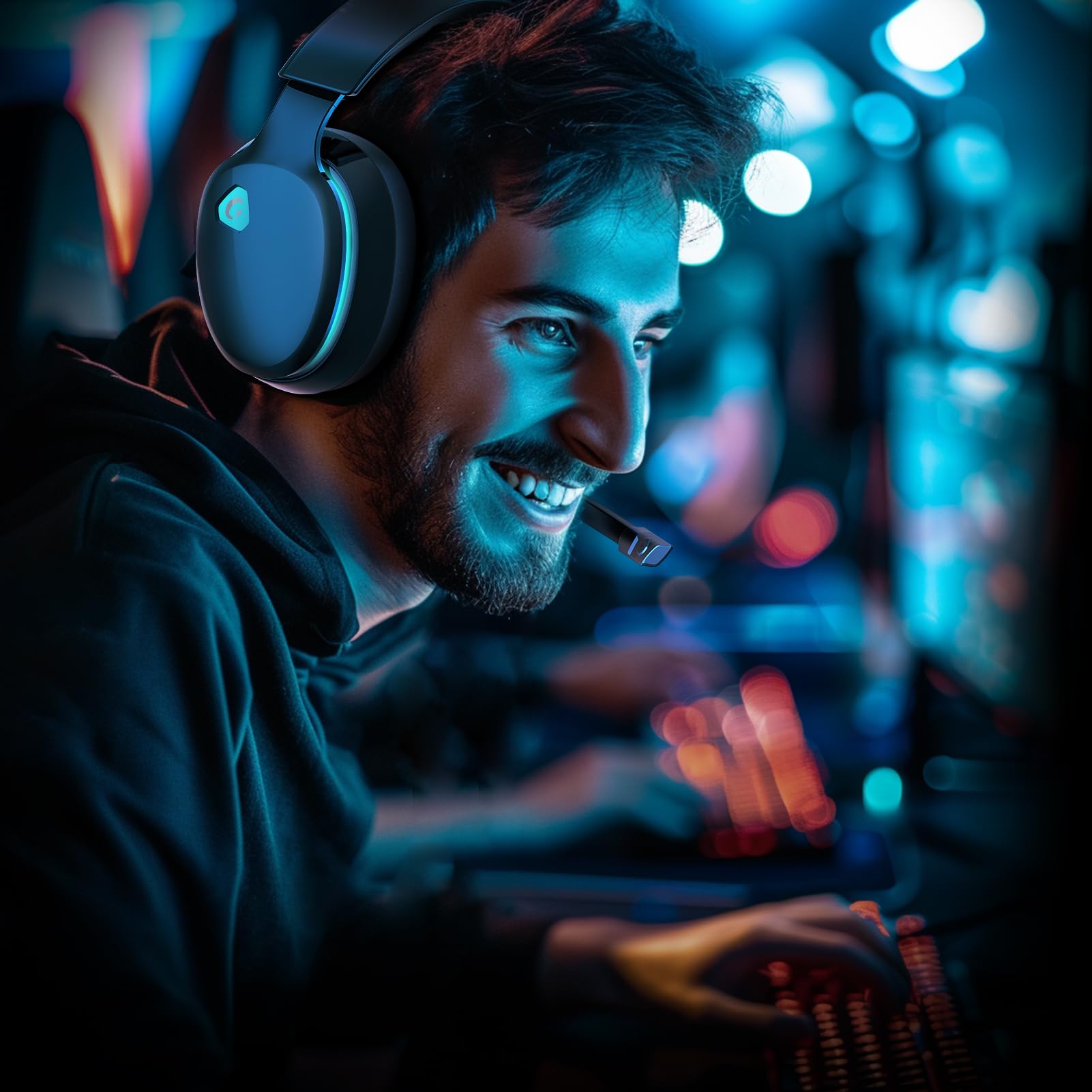 Gtheos 2.4GHz Wireless Gaming Headset for PS5, PS4, PC, Nintendo Switch - Bluetooth 5.3 Headphones with Noise Cancelling Mic, Stereo Sound & 40+ Hour Battery - Perfect for Fortnite, Call of Duty & FPS Gaming (Black)