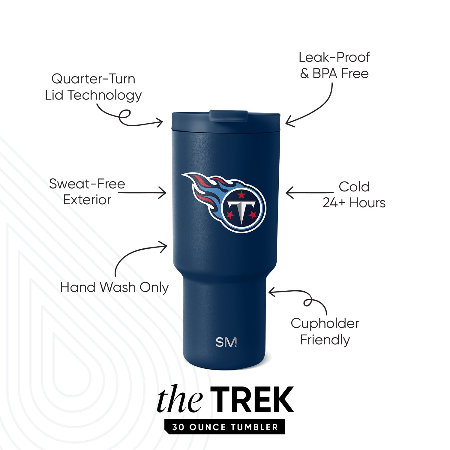 NFL Trek Tumbler 20oz Stainless Steel Insulated Water Bottle with Lid - Leakproof Travel Mug for Hot & Cold Drinks - Perfect for Football Games, Camping & Outdoor Adventures
