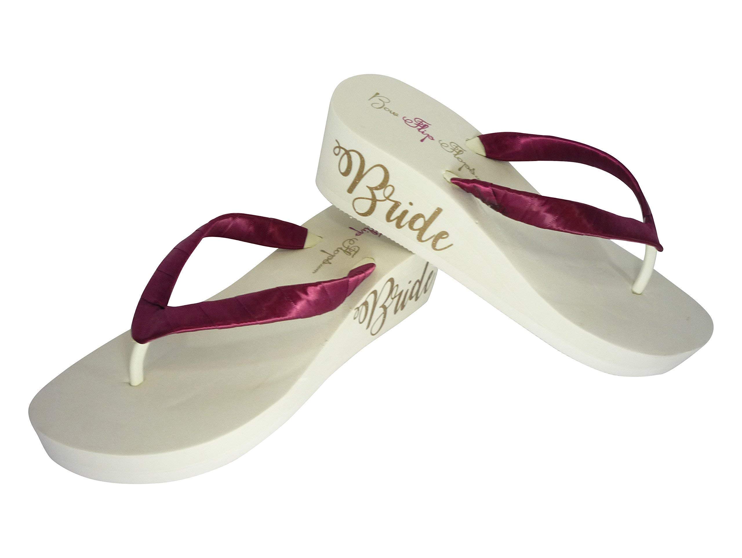 Elegant Ivory Bride Script Flip Flops for Weddings - Perfect for Bridal Showers, Bachelorette Parties & Beach Weddings