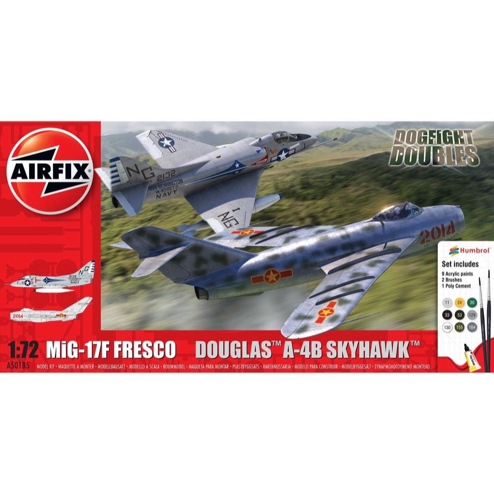 Airfix A50185 1/72 Scale Mig-17 & Douglas A-4 Skyhawk Model Aircraft Dogfight Double Gift Set - Perfect for Collectors, Aviation Enthusiasts & Wargaming Scenarios