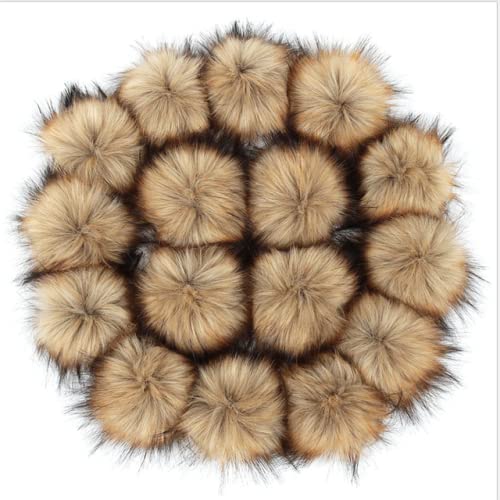 1Pc 8Cm Faux Fox Fur Pompom Fluffy Raccoon Ball Pom Multicolor Hat Pompons DIY Craft Supplies Decor, Brown, Elastic Band 8cm 1pc - Perfect for Winter Hats, Scarves, Bags, and Home Decoration