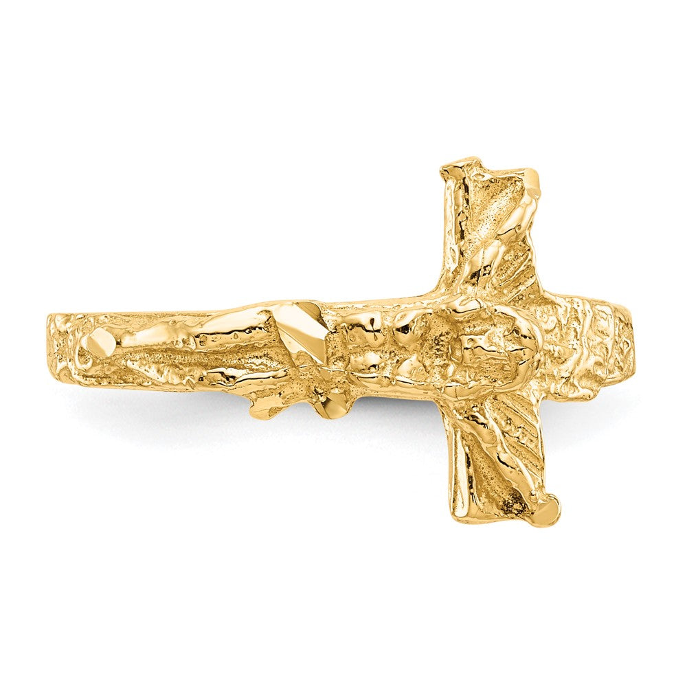 Gold Diamond Cut Crucifix Ring Model K3968 - Elegant Religious Jewelry for Men & Women, Perfect for Gifts, Weddings, and Everyday Wear