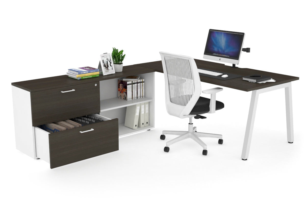 Quadro A Executive White Frame Office Chair [1600L x 800W with Cable Scallop] - Premium Ergonomic Seating for Home Office & Conference Rooms