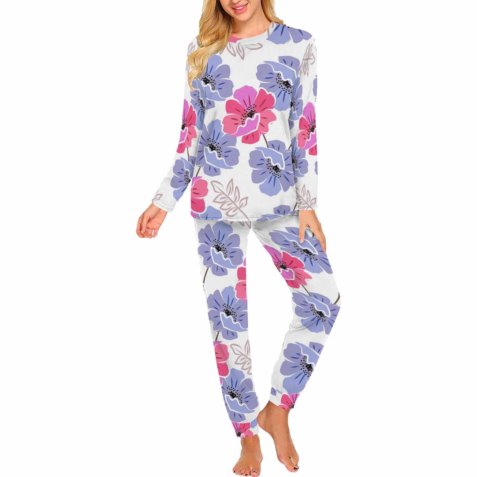 **Blossoming Flowers Women's 2-Piece Pajama Set - Soft Nightwear with Pants & Lounge Wear for Comfortable Sleep & Relaxation at Home**