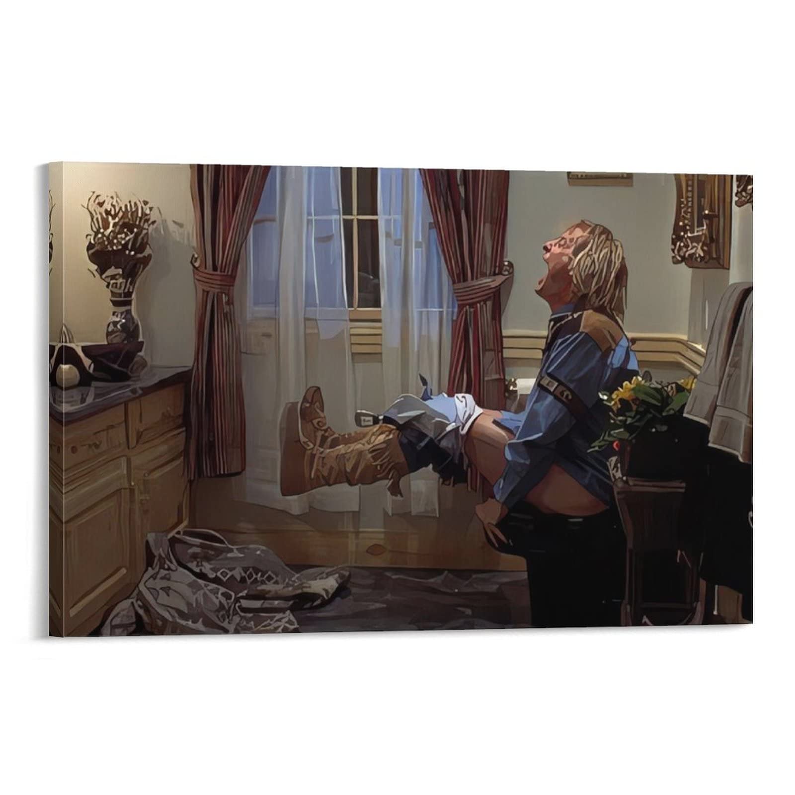 Dumb and Dumber Movie Bathroom Scene Canvas Wall Art - 24x36 Inch (60x90cm) Framed Poster Print for Living Room, Bedroom & Office Decor - Perfect for Movie Fans & Pop Culture Home Decoration