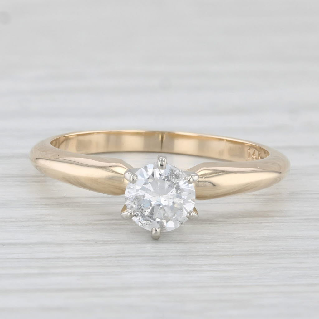 0.46ct Round Cut Solitaire Diamond Engagement Ring in 14K Gold - Size 6.25 - Perfect for Proposals, Anniversaries & Special Occasions