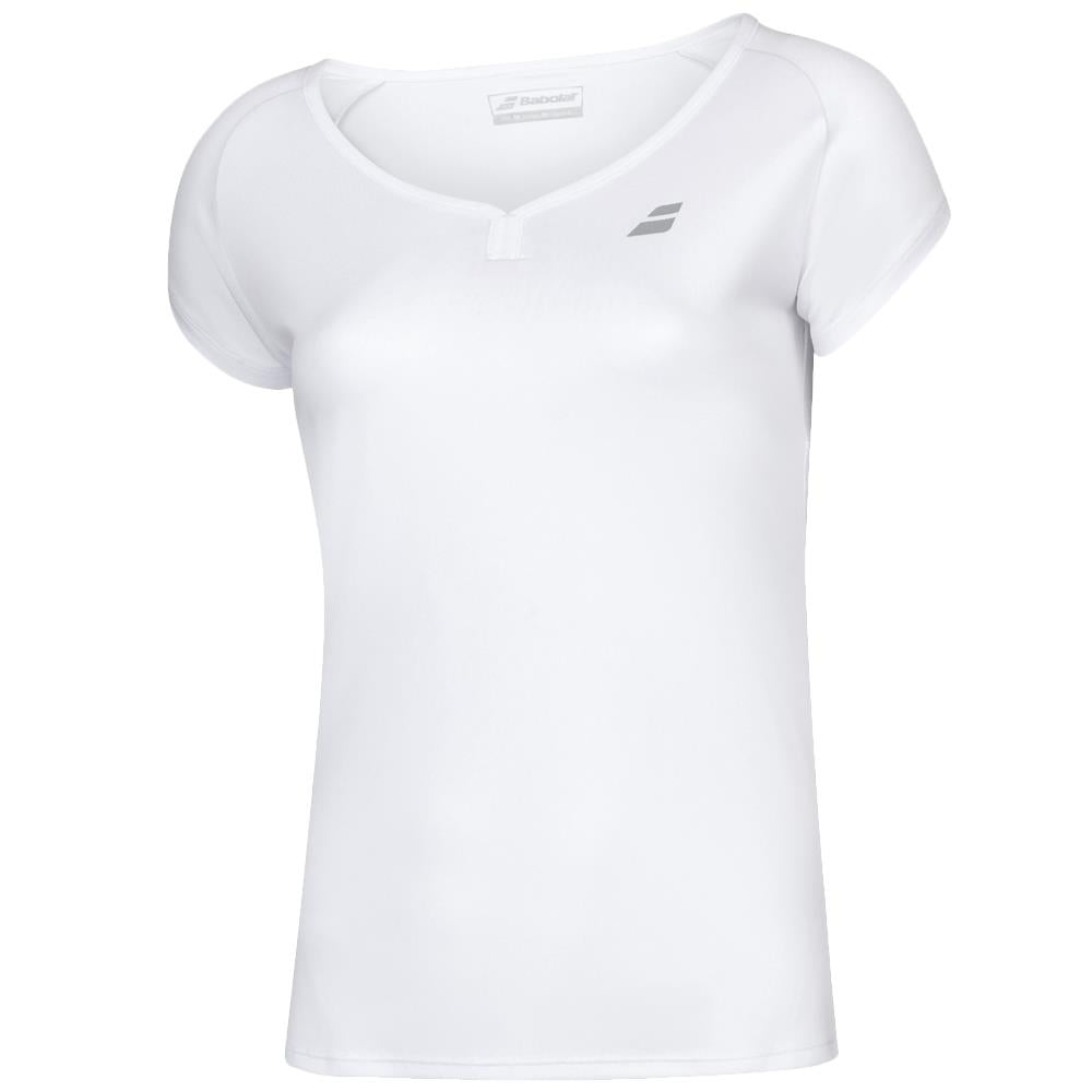 Babolat Girls Play Cap Sleeve Tennis Top - White | Breathable & Comfortable for Junior Tennis Practice & Matches