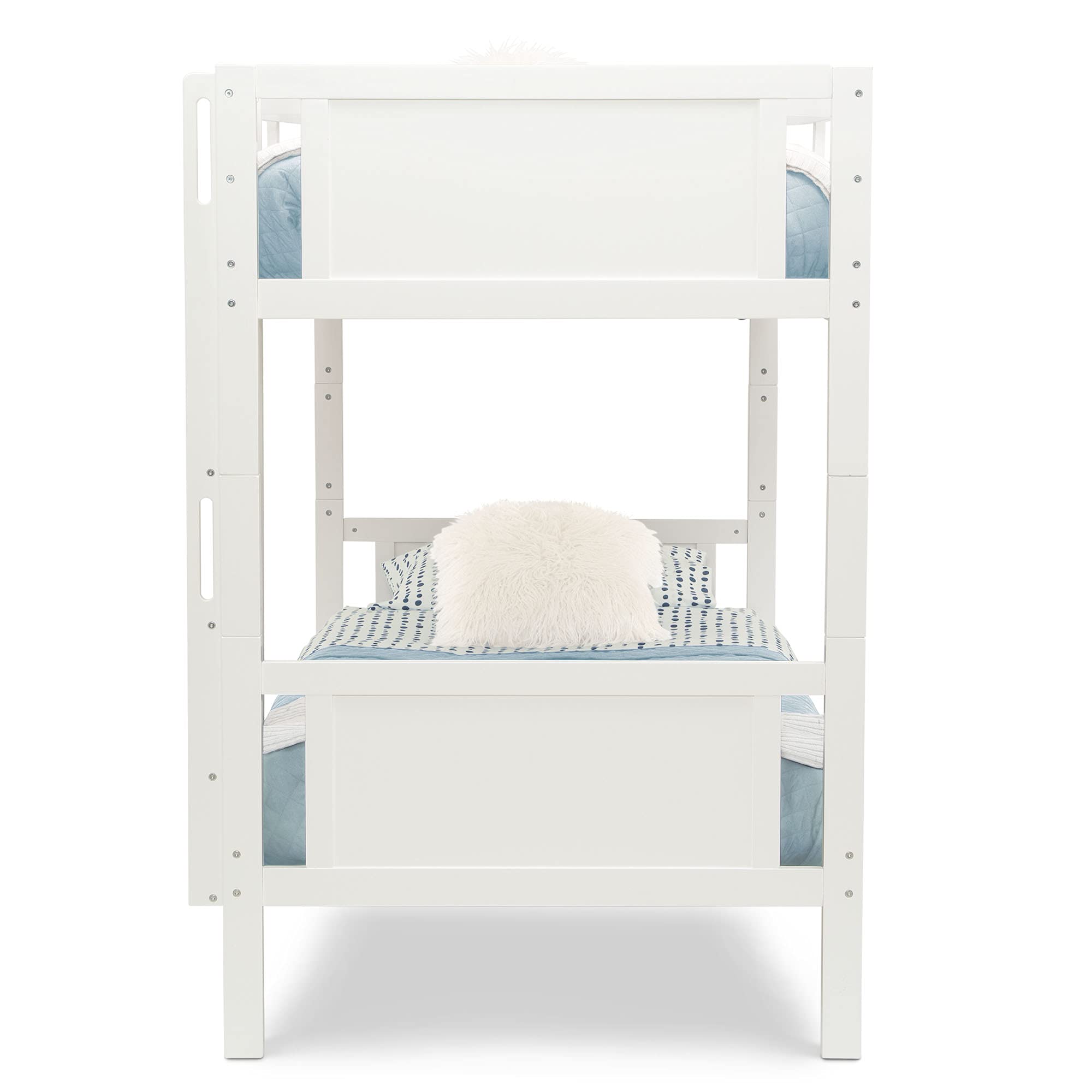 Delta Children White Convertible Twin Over Twin Wood Bunk Bed with Ladder & Guardrails - Converts to 2 Standalone Twin Beds - Sturdy & Safe Kids Bedroom Furniture for Small Spaces - Ships in 2 Boxes | Perfect for Shared Kids Rooms, Sleepovers & Space-Saving Solutions