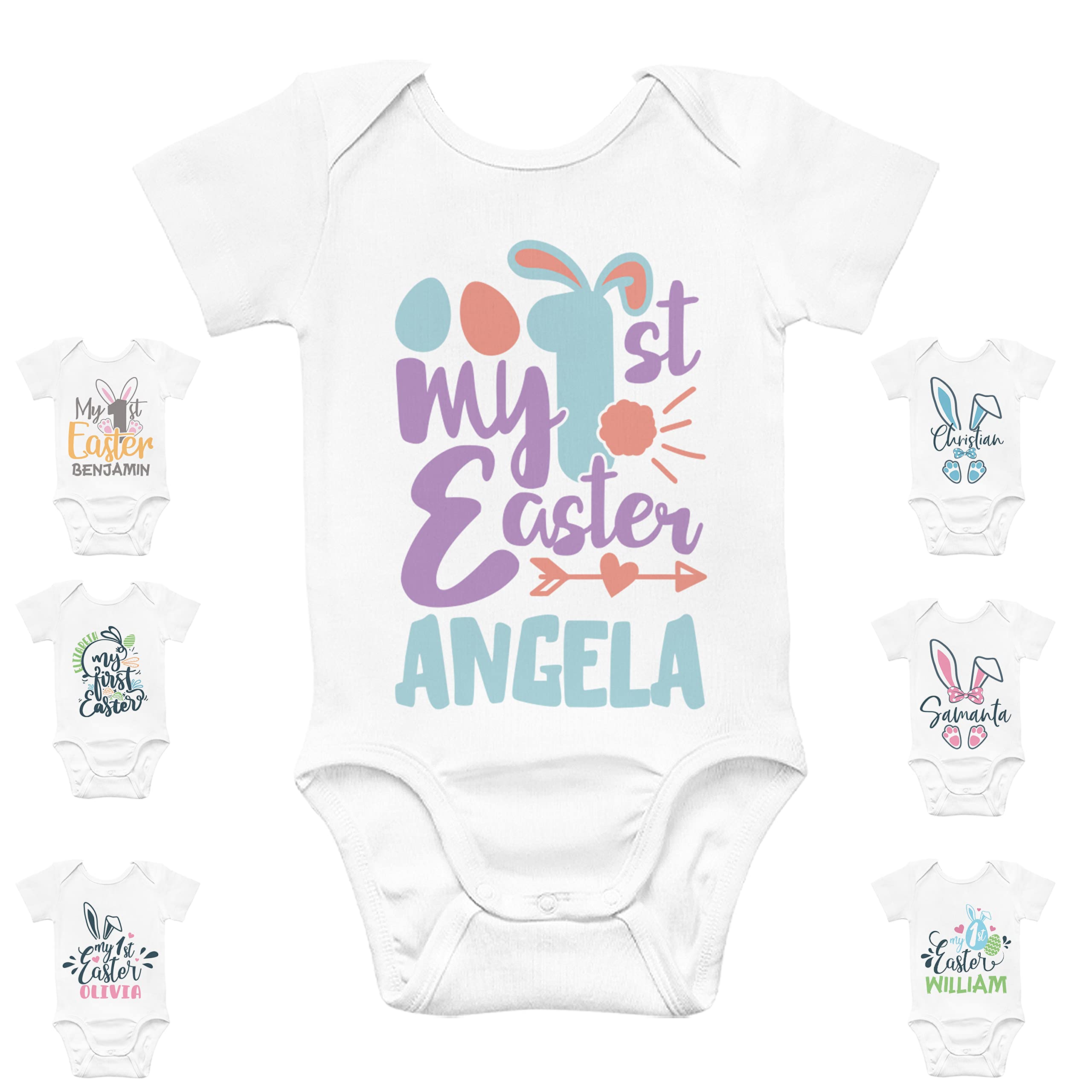 My First Easter Baby Outfit - 7 Adorable Designs for Newborn Boys & Girls - Personalized 1st Easter Onesie & Bodysuit - Perfect for Easter Photos, Church Visits & Family Gatherings