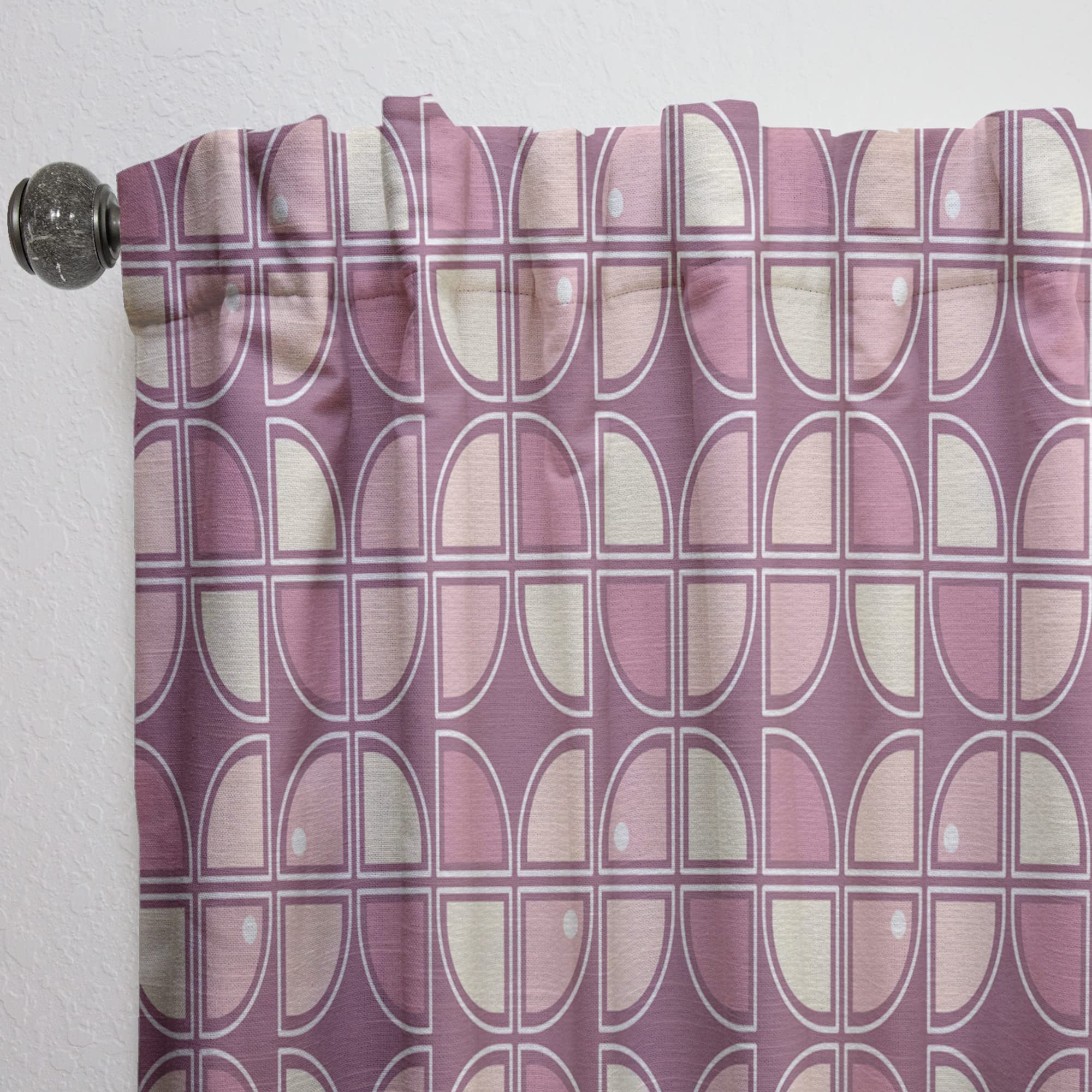 Retro Purple Pink Thermal Insulated Curtains - Single Panel 52x90 Inches - Elegant Drapes for Bedroom & Living Room - Perfect for Home Decor & Light Blocking