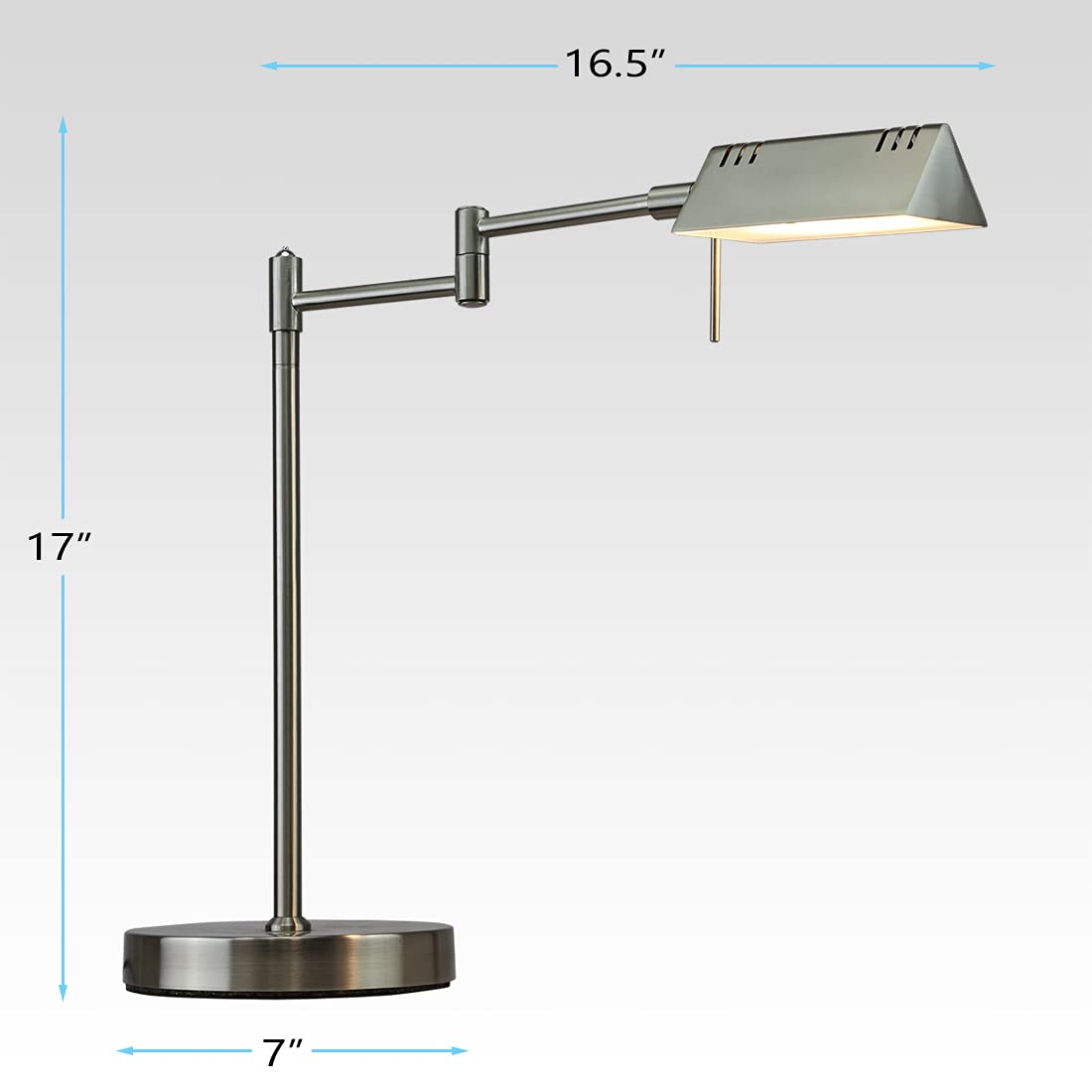 O'Bright LED Pharmacy Table Lamp - 12W Adjustable Desk Light with Full Range Dimming & 360° Swing Arms for Reading, Crafting & Office Work | ETL Certified Brushed Nickel Finish | Perfect for Home, Study & Workspace Lighting