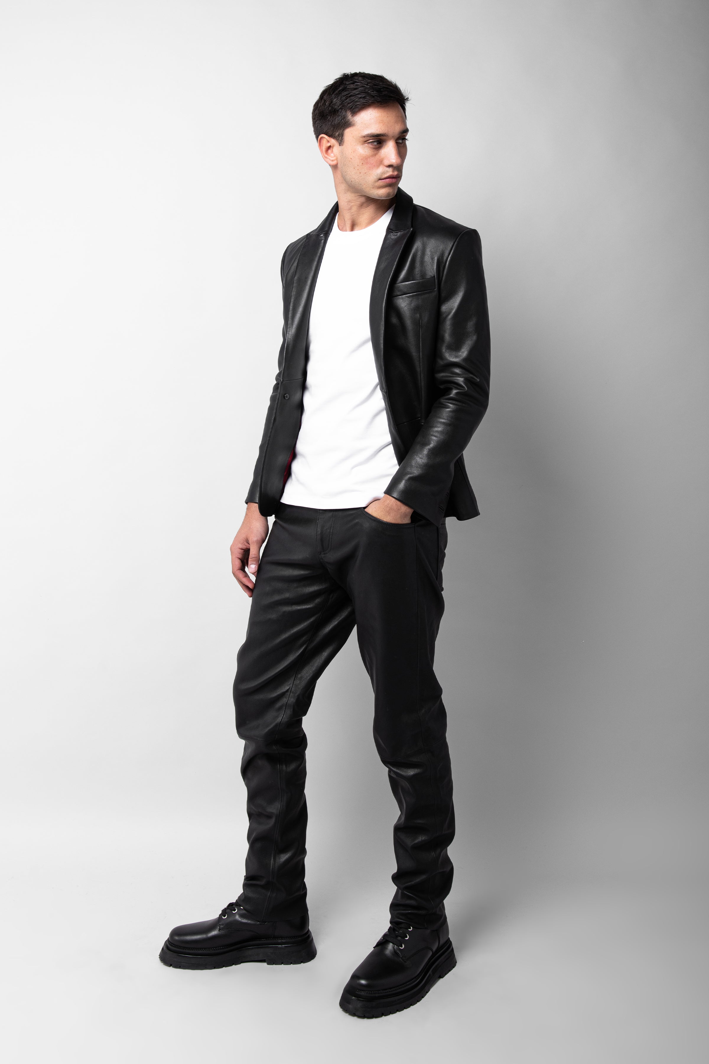Premium Genuine Leather Blazer for Men - Stylish Slim Fit Business Jacket - Perfect for Office, Weddings & Formal Events