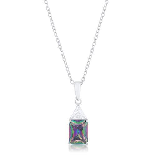 Elegant Cubic Zirconia Drop Necklace in Rhodium - Classic Dangle Pendant Jewelry for Women, Perfect for Weddings, Parties & Special Occasions