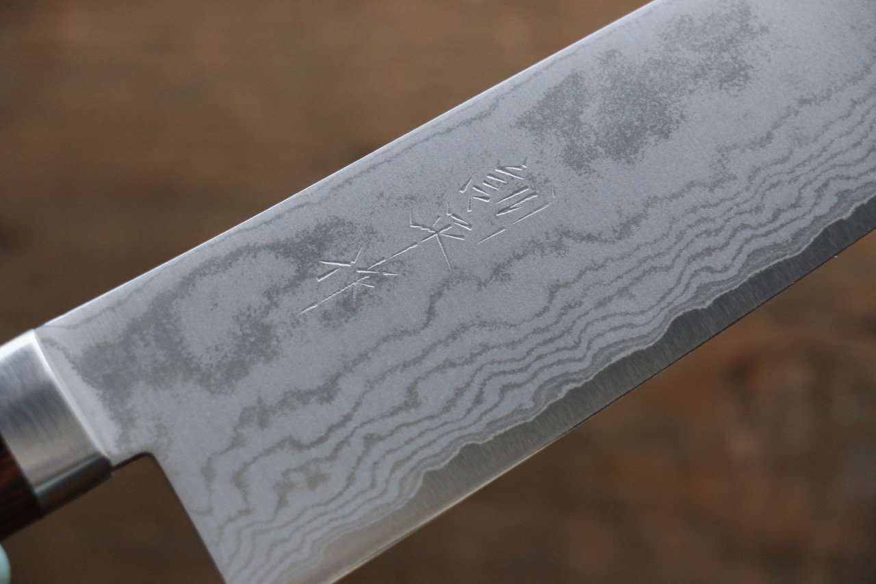 Premium Kunihira Tanzo VG1 Damascus Santoku Knife 170mm - Japanese Chef Knife with Mahogany Handle - Perfect for Slicing, Dicing & Precision Cooking in Professional & Home Kitchens