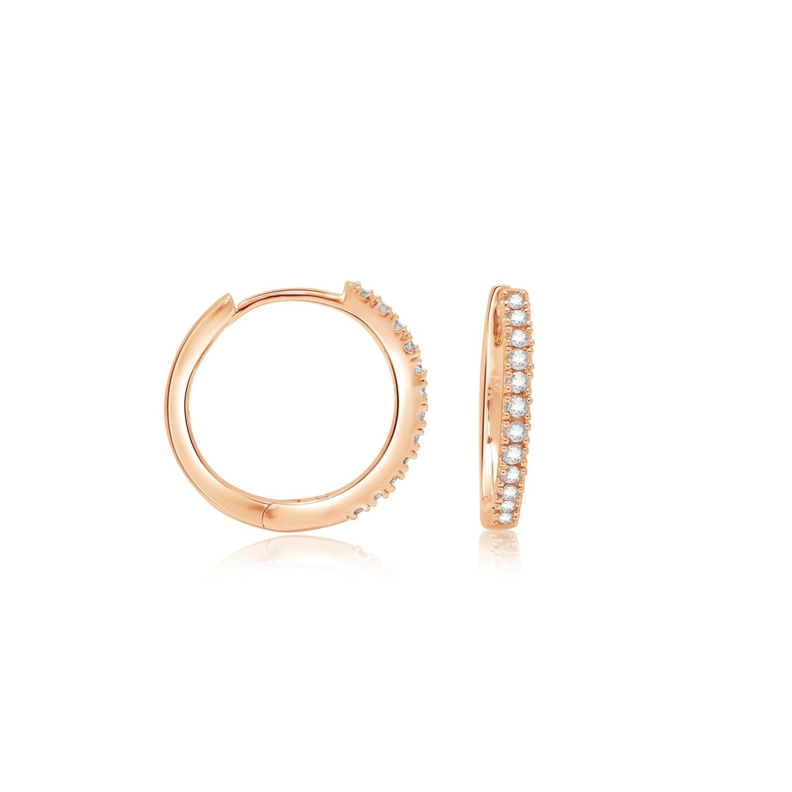 14K Rose Gold Classic Diamond Hoop Earrings for Women - Elegant Everyday & Special Occasion Jewelry Gift