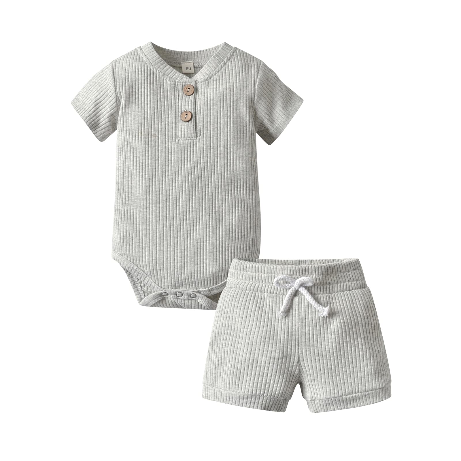 Summer Newborn Baby Clothes Set - Soft Ribbed Romper & Shorts Outfit for Boys & Girls | Perfect for Playtime, Photo Shoots & Family Outings