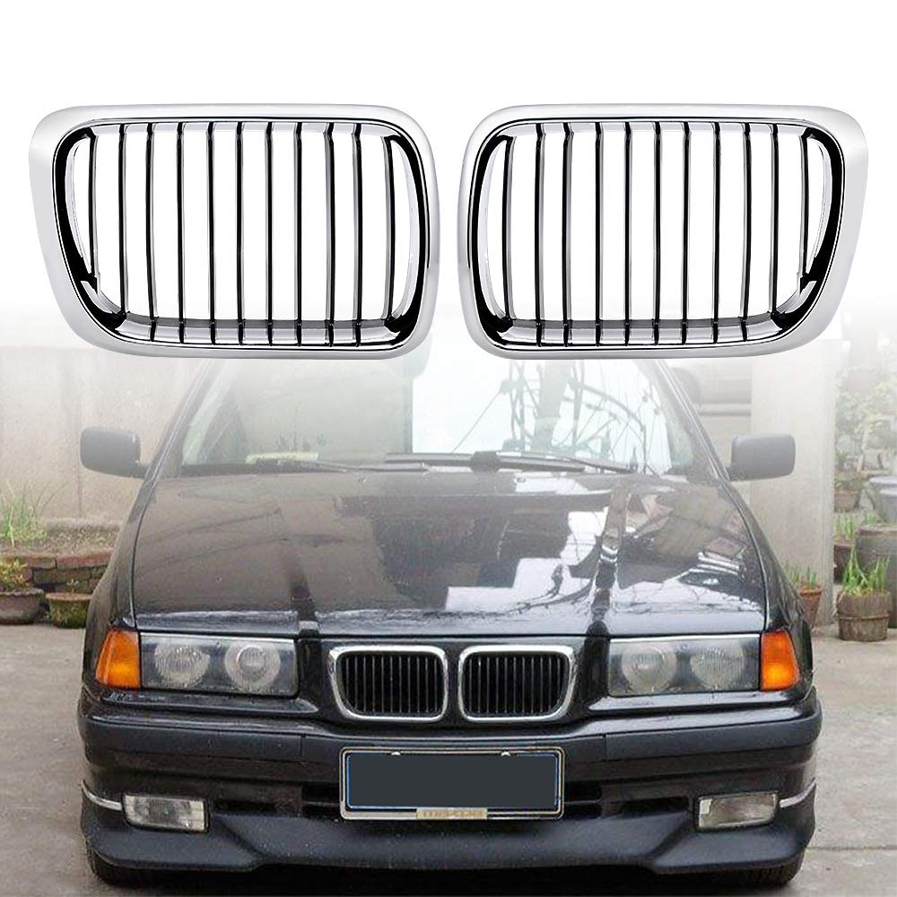 Black Chrome Front Kidney Grille for 1997-1999 BMW E36 3-Series Facelift | OEM Style Replacement | Enhanced Styling & Durability | Perfect for Car Upgrades & Showroom Look