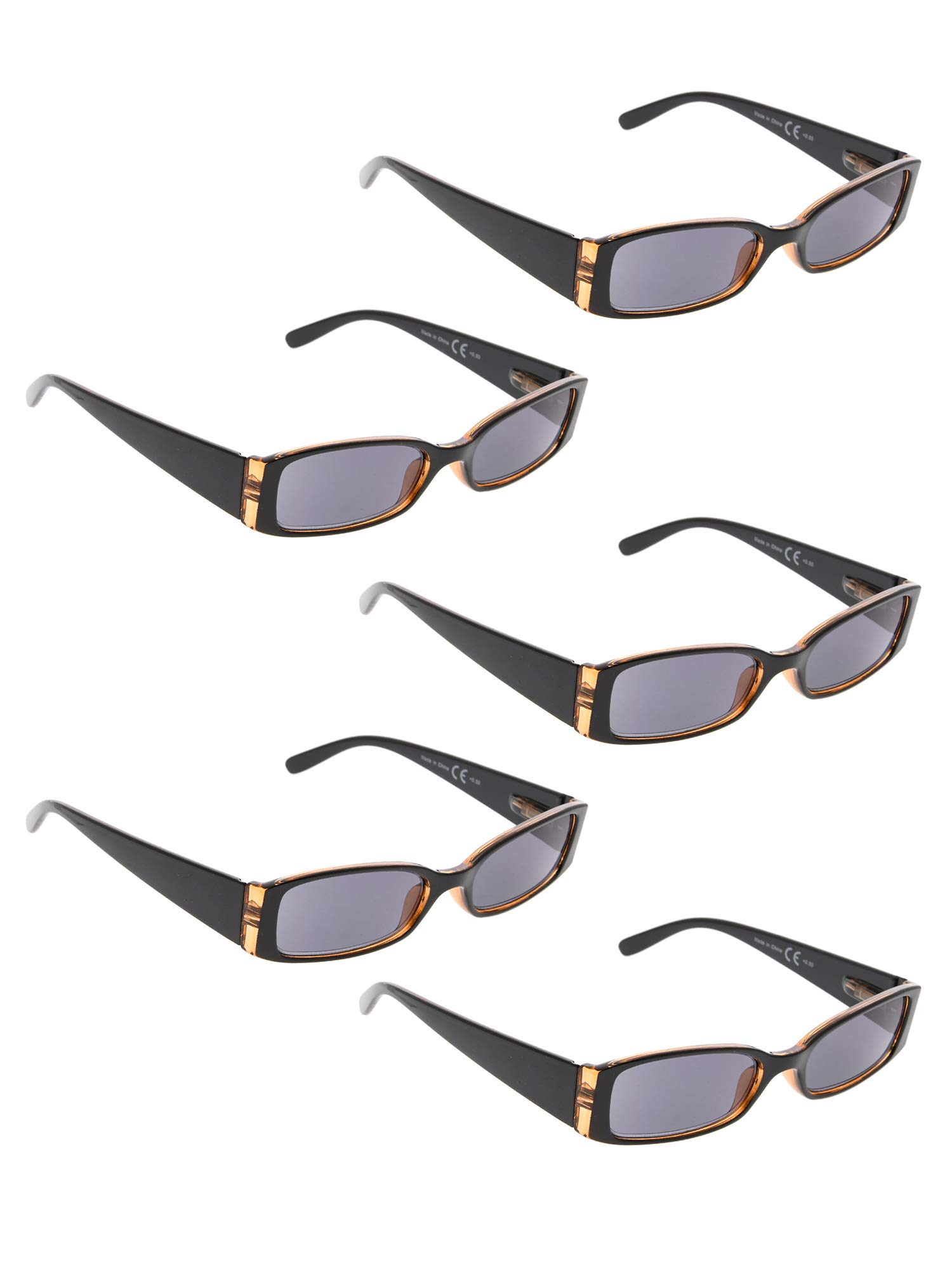 LUR Reading Glasses 5-Pack for Women - Stylish Rectangular Readers with Bonus Sunglasses - Perfect for Reading, Computer Use, and Outdoor Activities